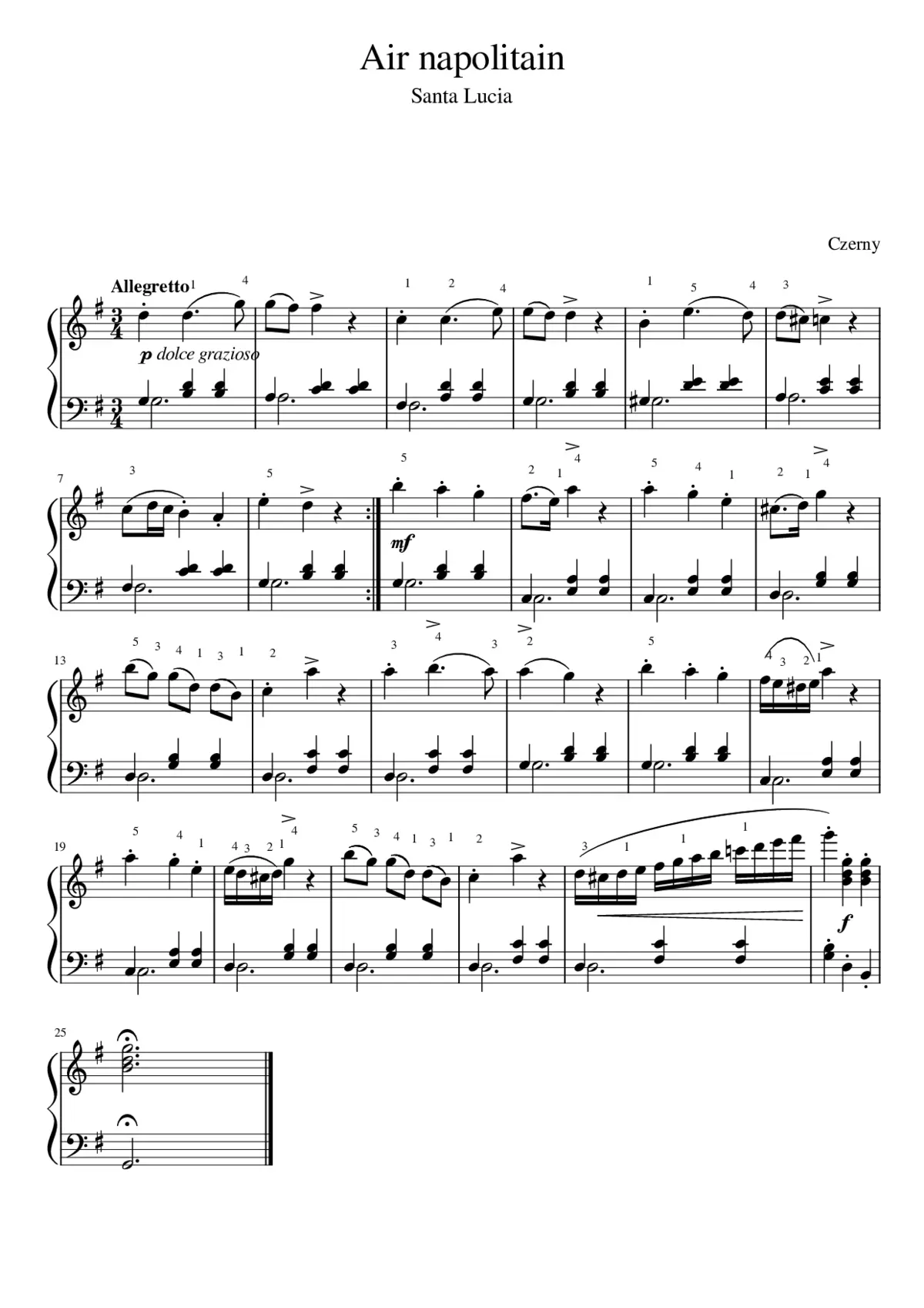 Czerny - Air napolitain Santa Lucia - Page 1