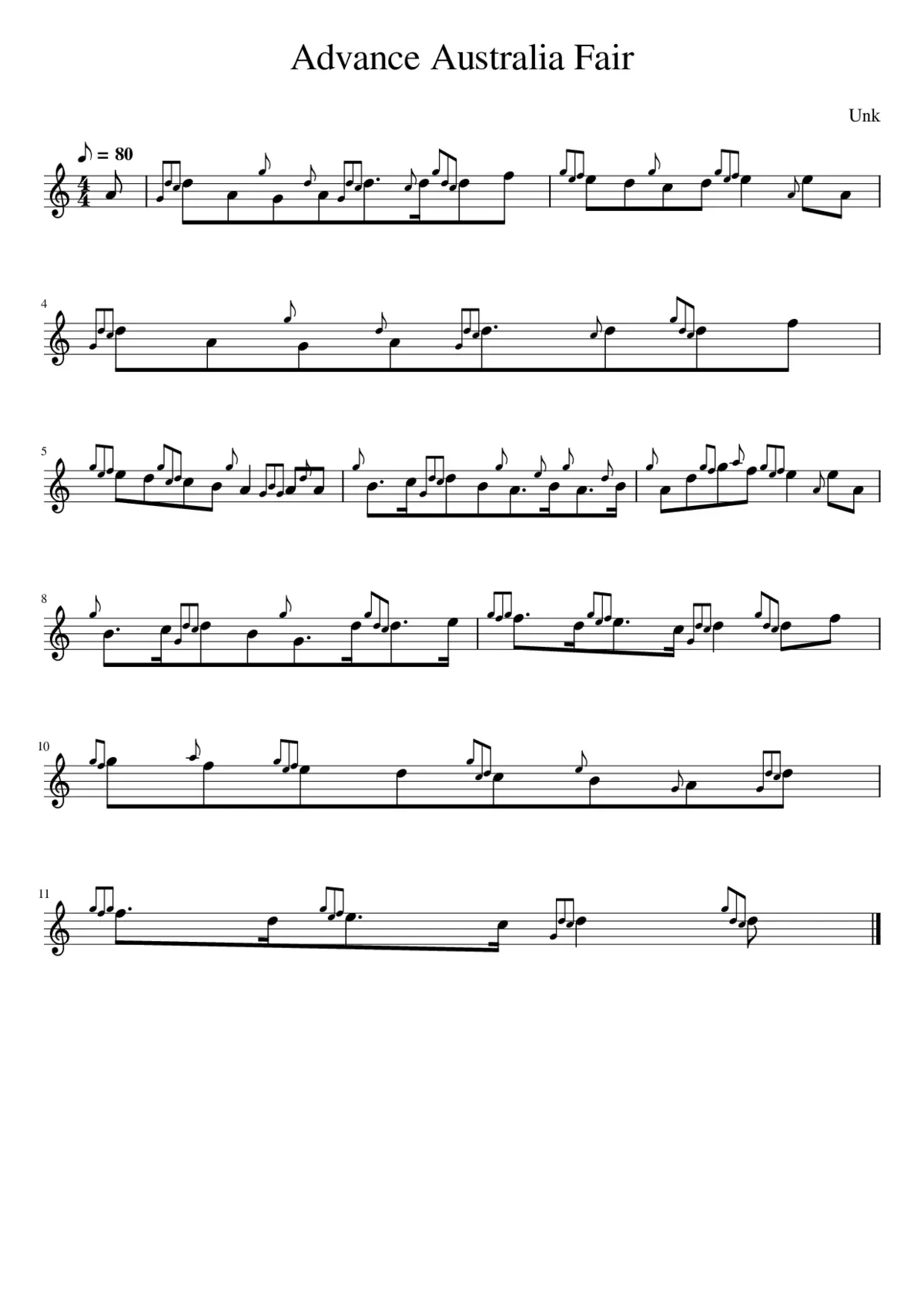 Advance Australia Fair - Page 1