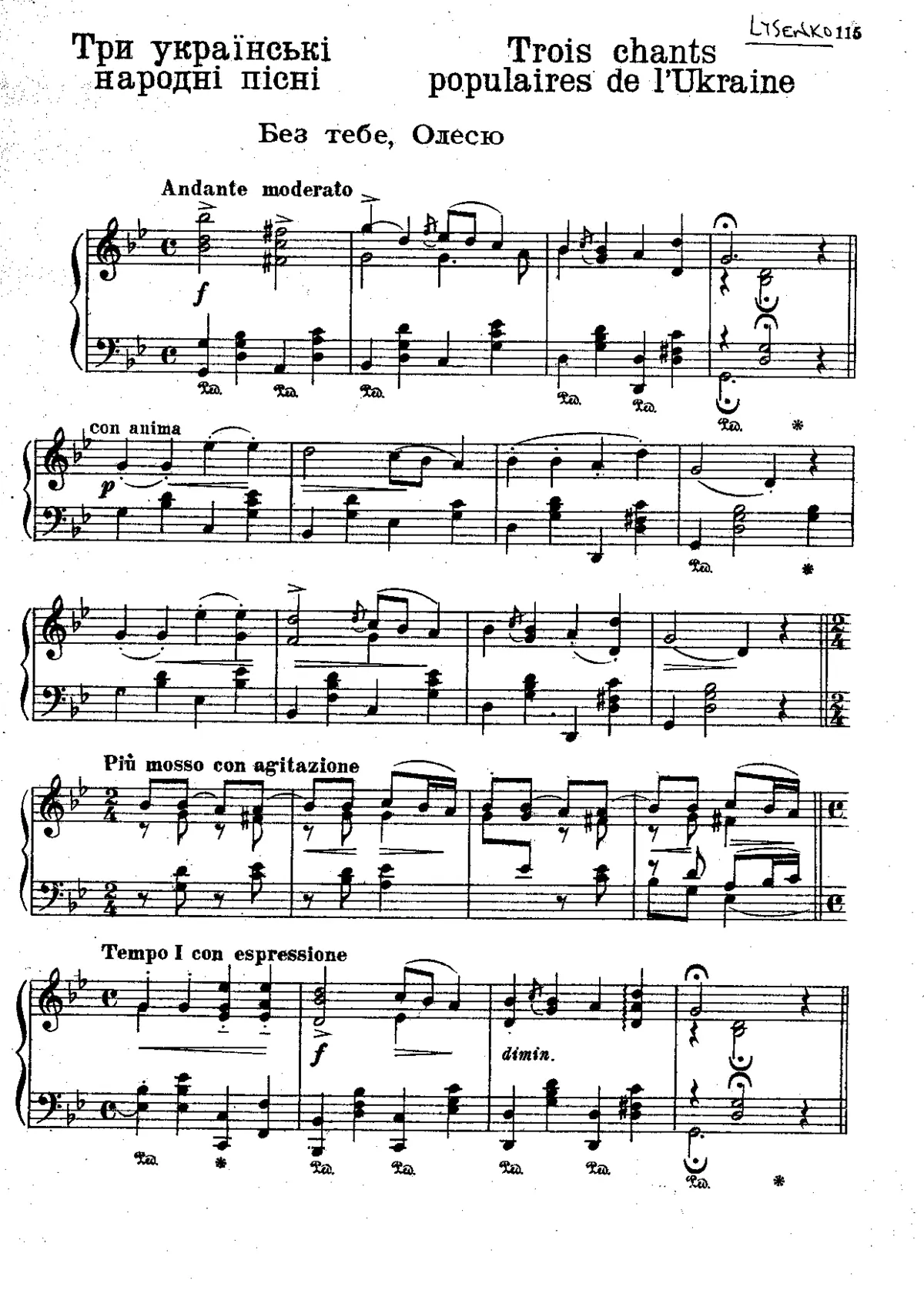 Trois chants populaires de l'Ukraine - Page 1
