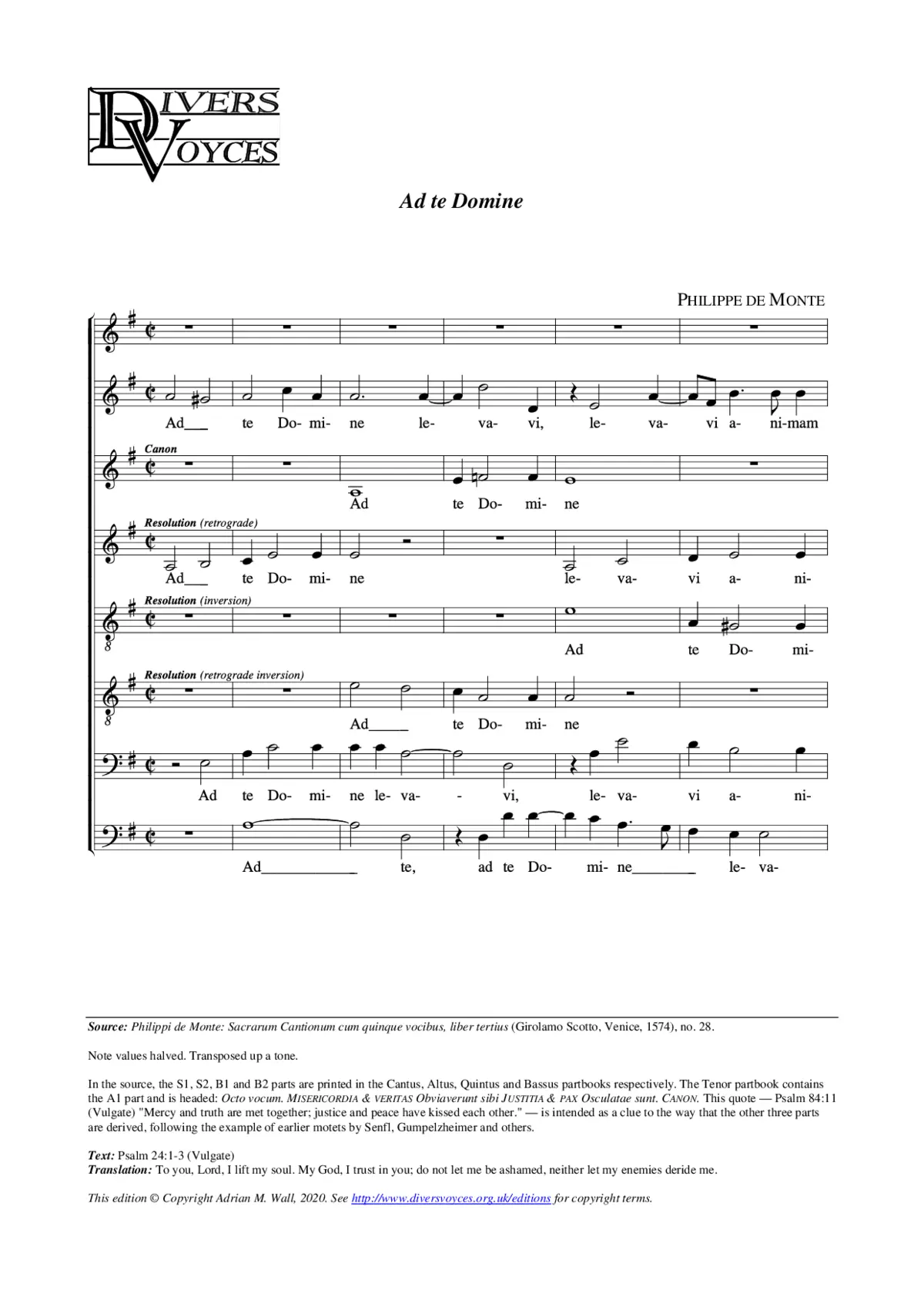 Ad te Domine a 8 - Page 1