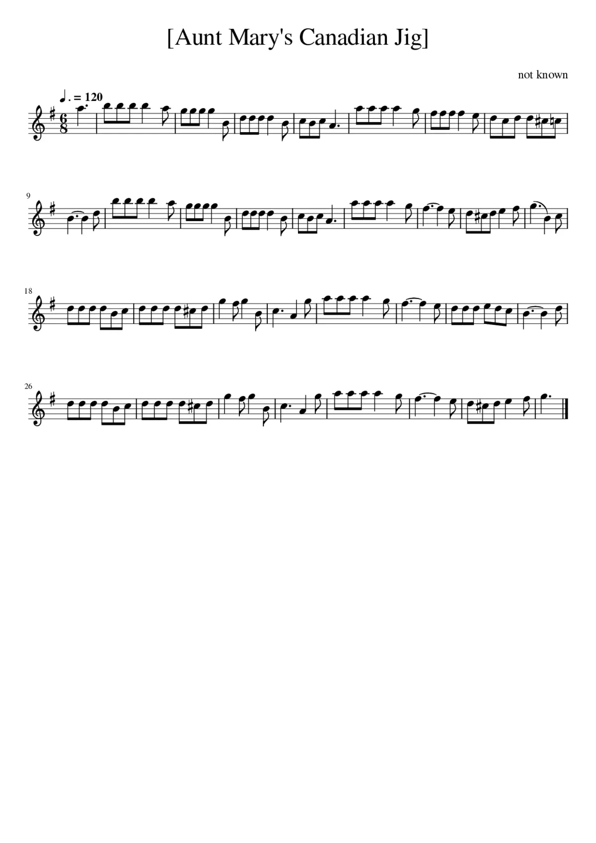 [Aunt Mary's Canadian Jig] - Page 1