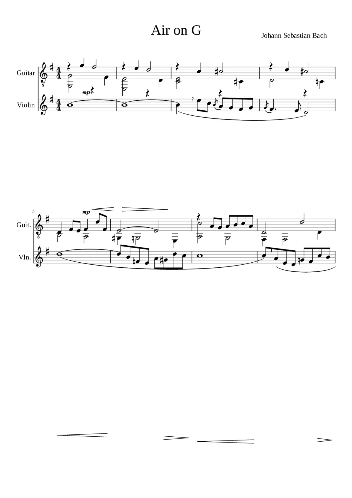 Air 'on the G string' Orchestral Suite No. 3 in D major BWV 1068 - Page 1