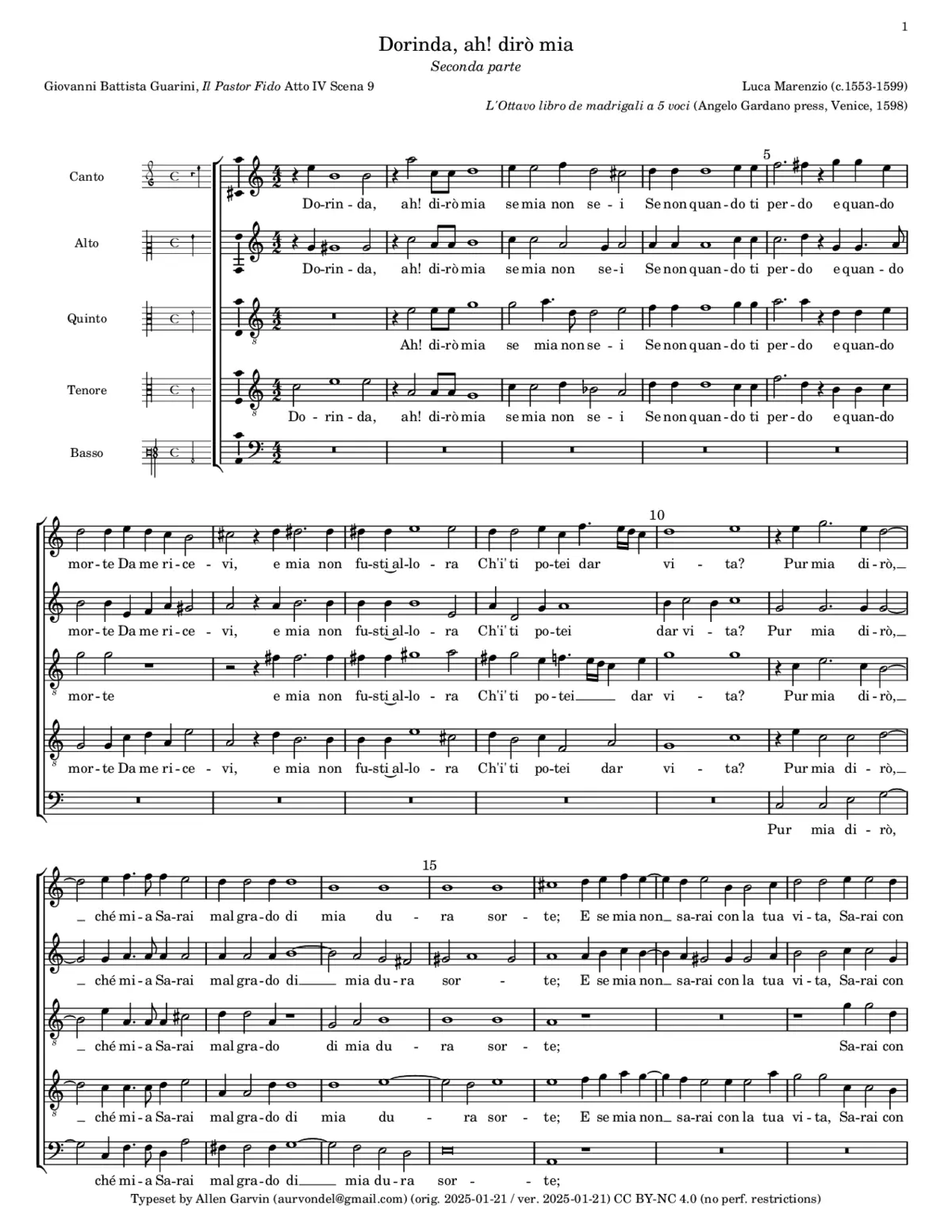 Dorinda, ah dirò mia - Page 1
