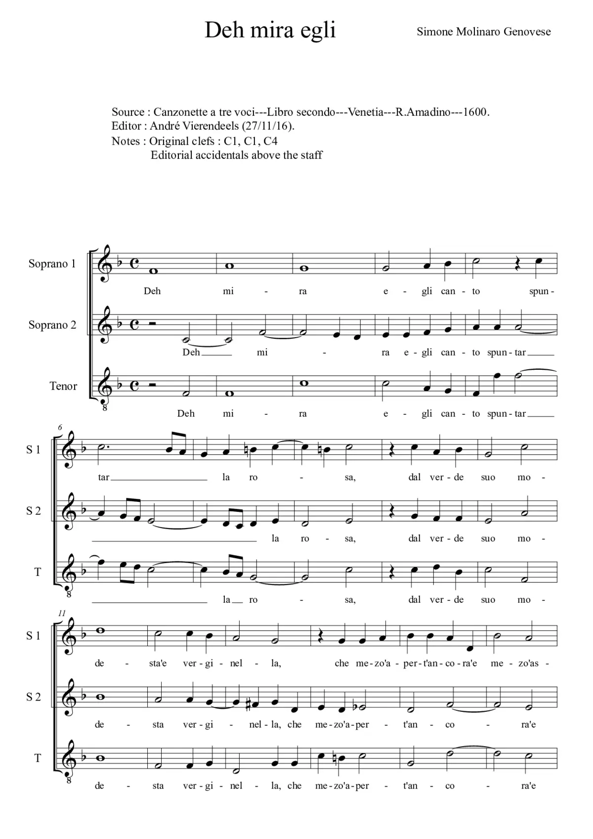 Deh mira egli canto - Page 1