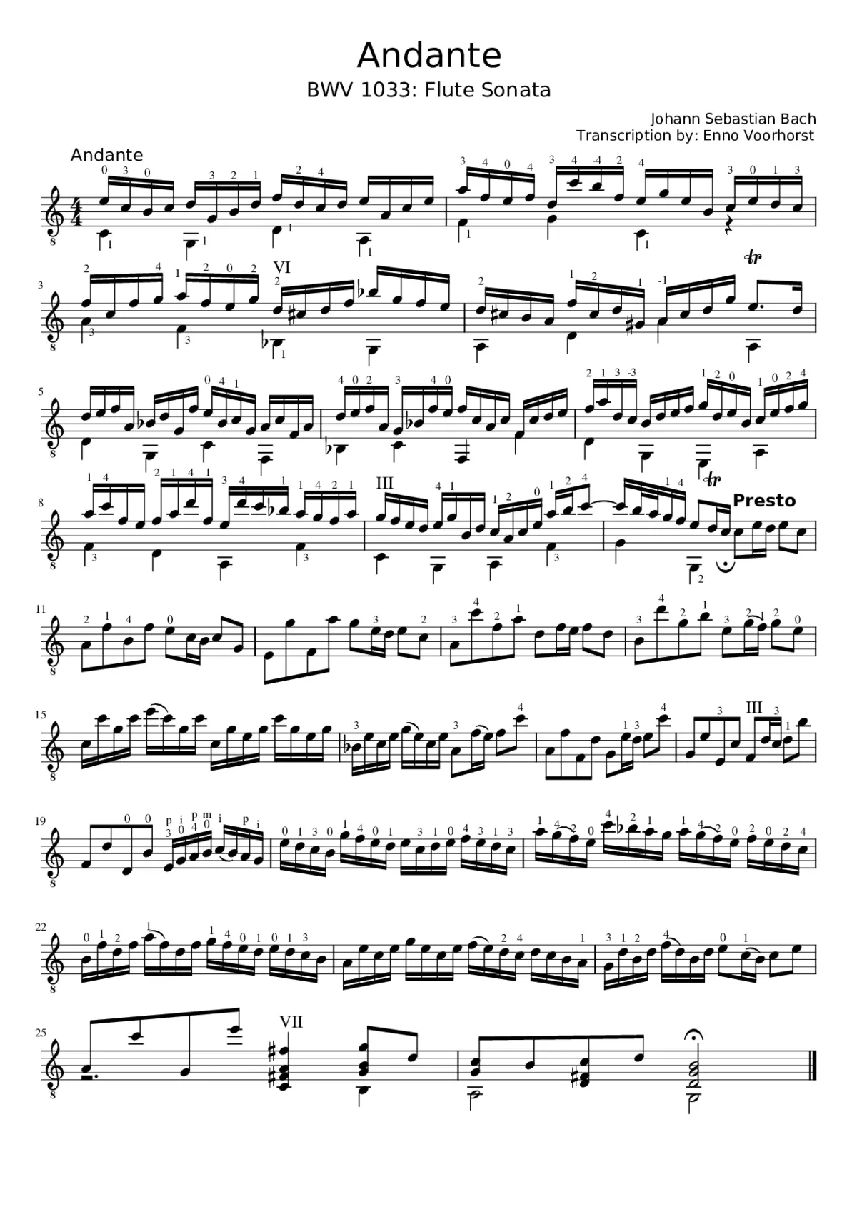 Flute Sonata in C major BWV 1033 - Page 1
