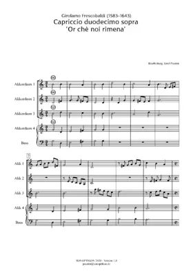 Capriccio VII sopra l'aria 'Or chè noi rimena' in partite