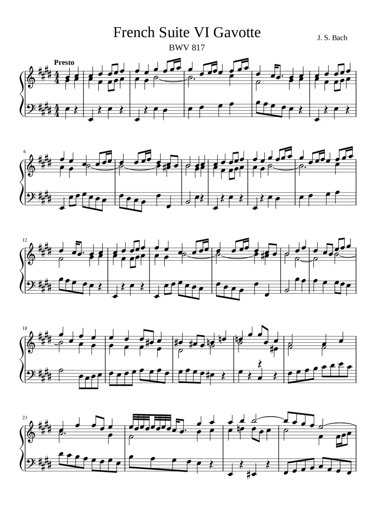 French Suite No.6 in E major BWV 817 - Page 1