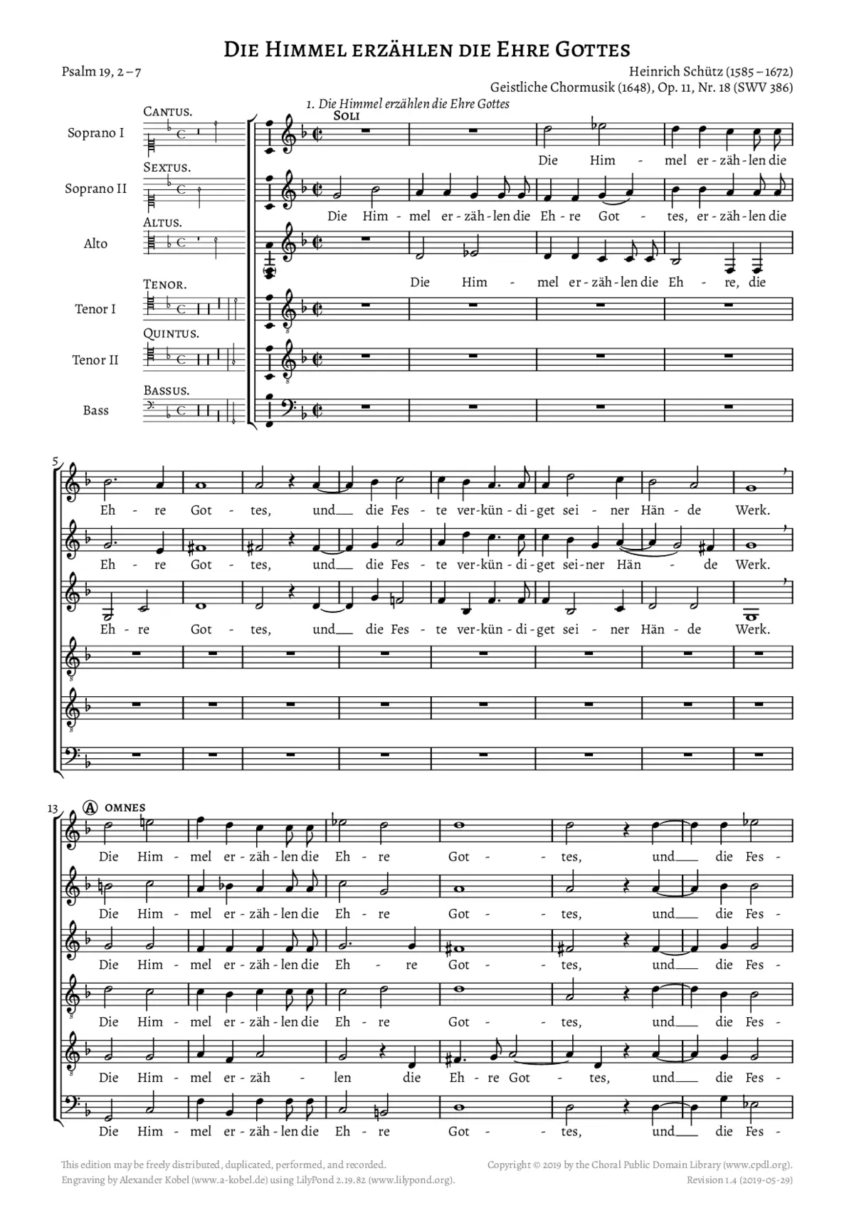 Die Himmel erzählen die Ehre Gottes, SWV 386 - Page 1