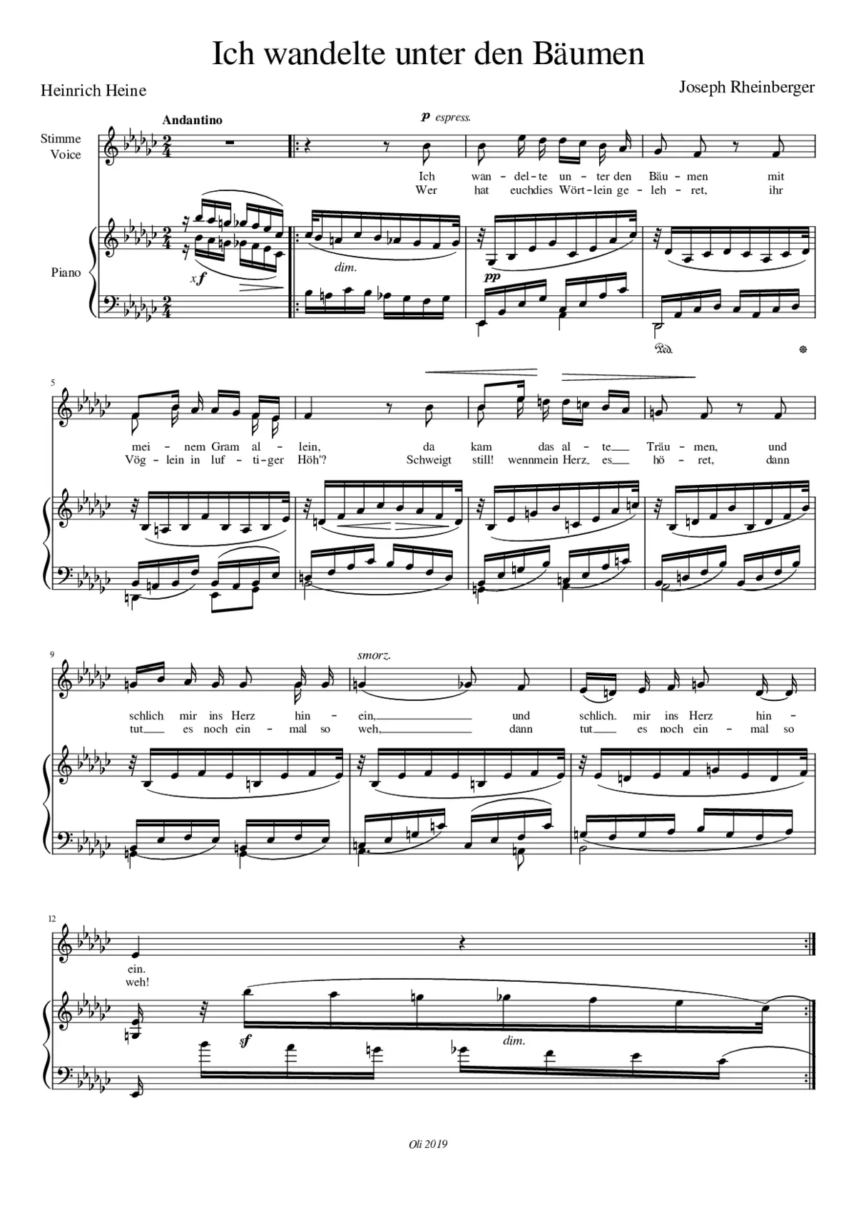 Ich wandelte unter den Bäumen JWV 106 - Page 1