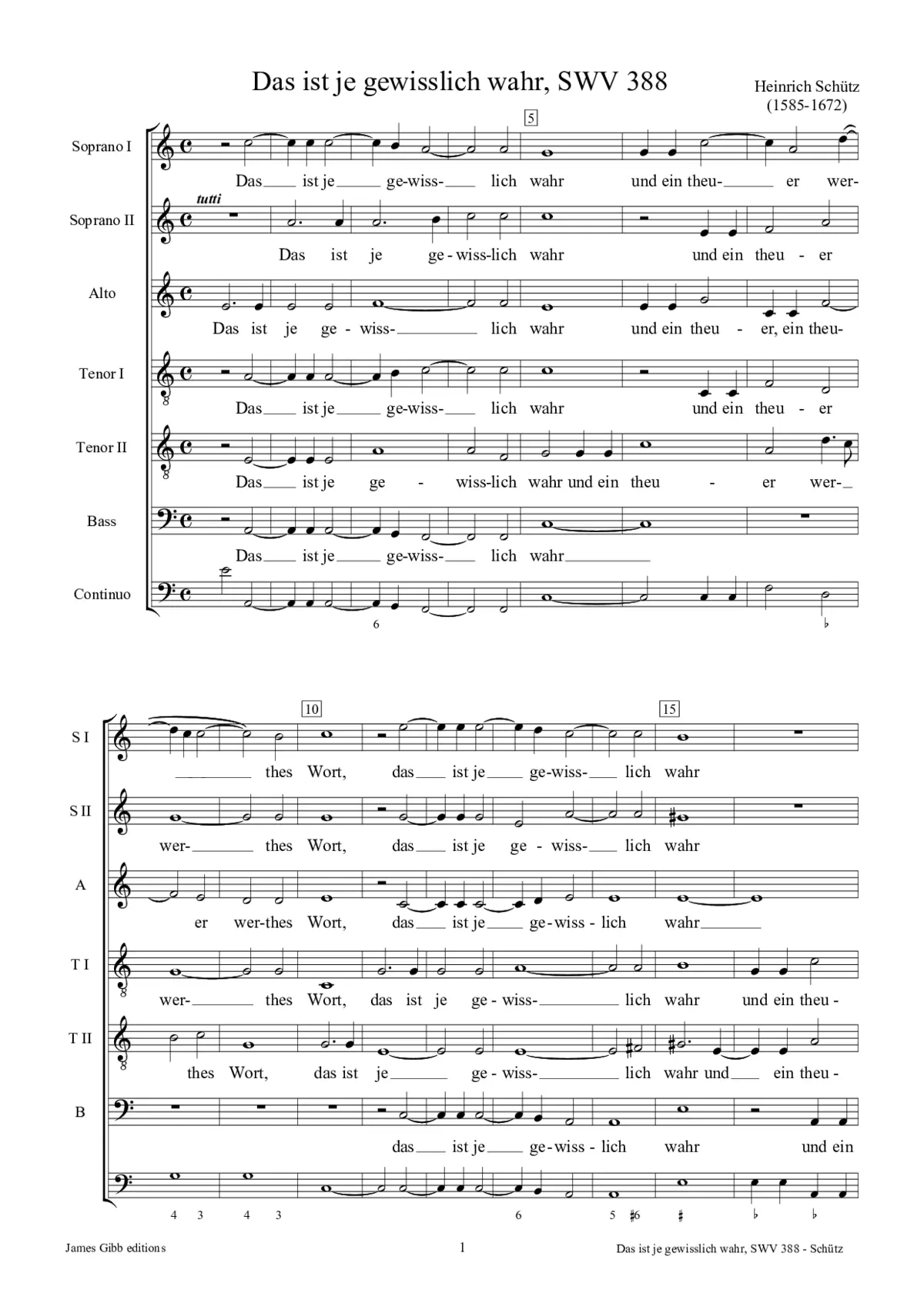 Das ist je gewißlich wahr, SWV 388 - Page 1