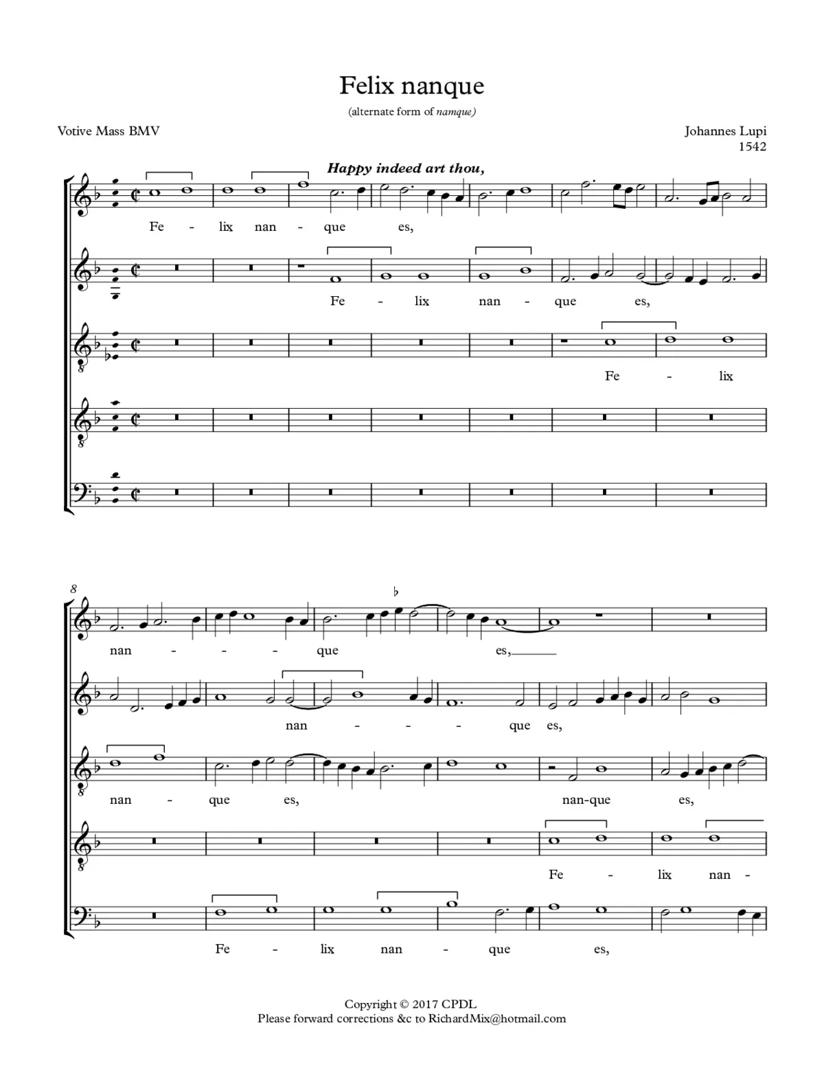 Felix namque es - Page 1