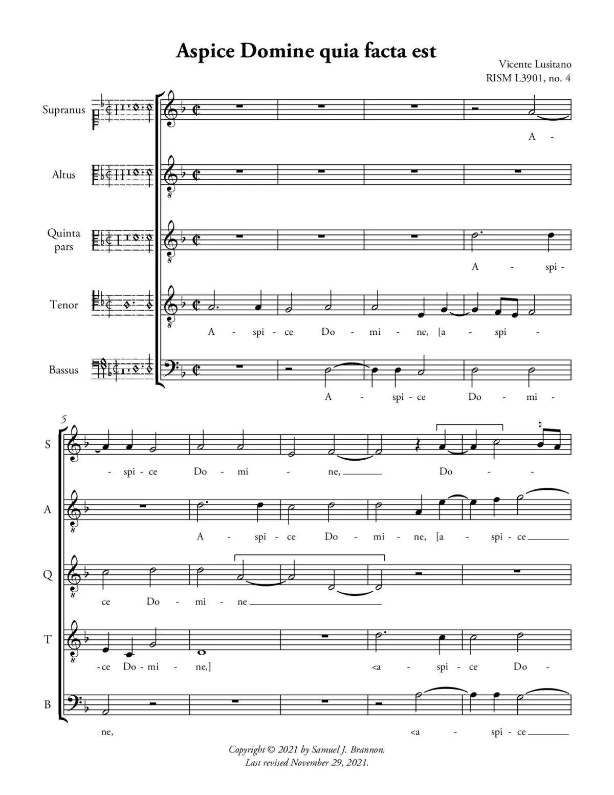 Aspice Domine quia facta est - Page 1