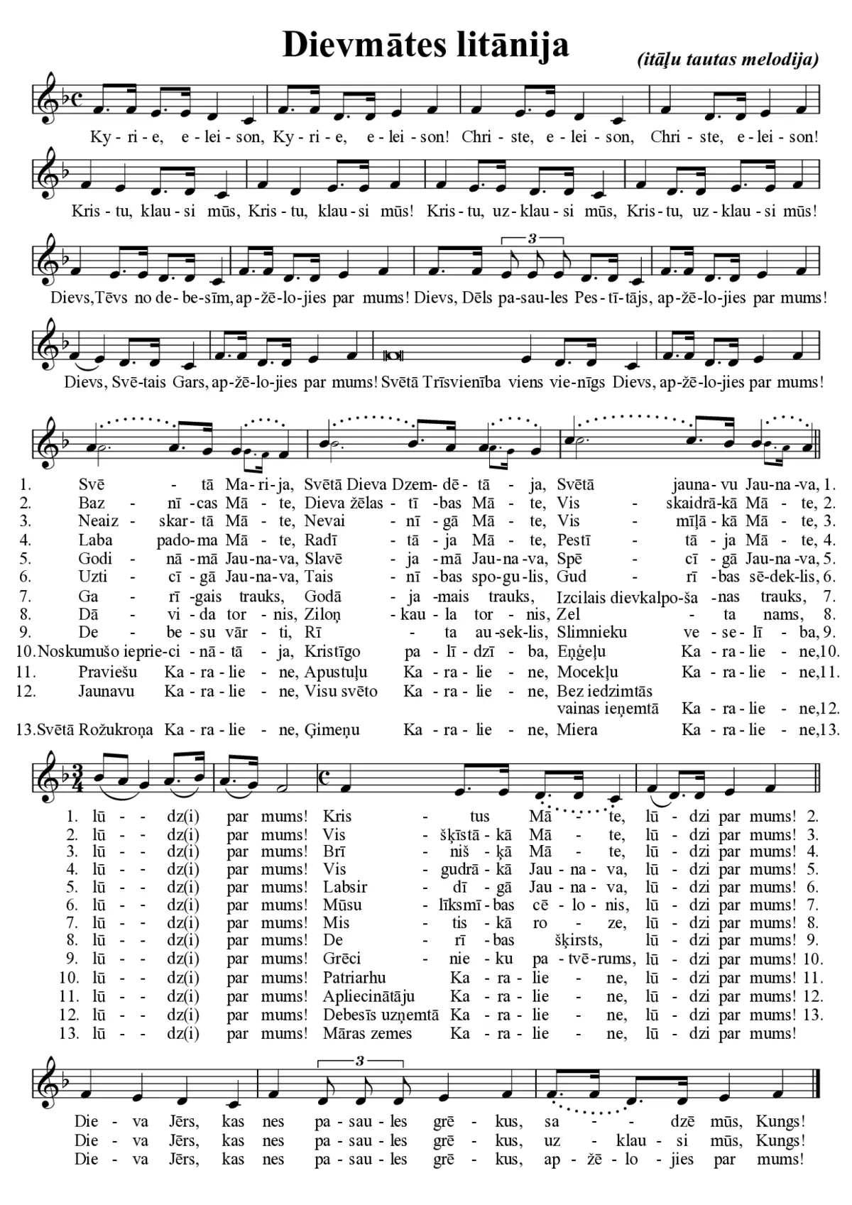 Dievmātes litānija (itāļu tautas melodija) (Litanie alla Madonna) - Page 1