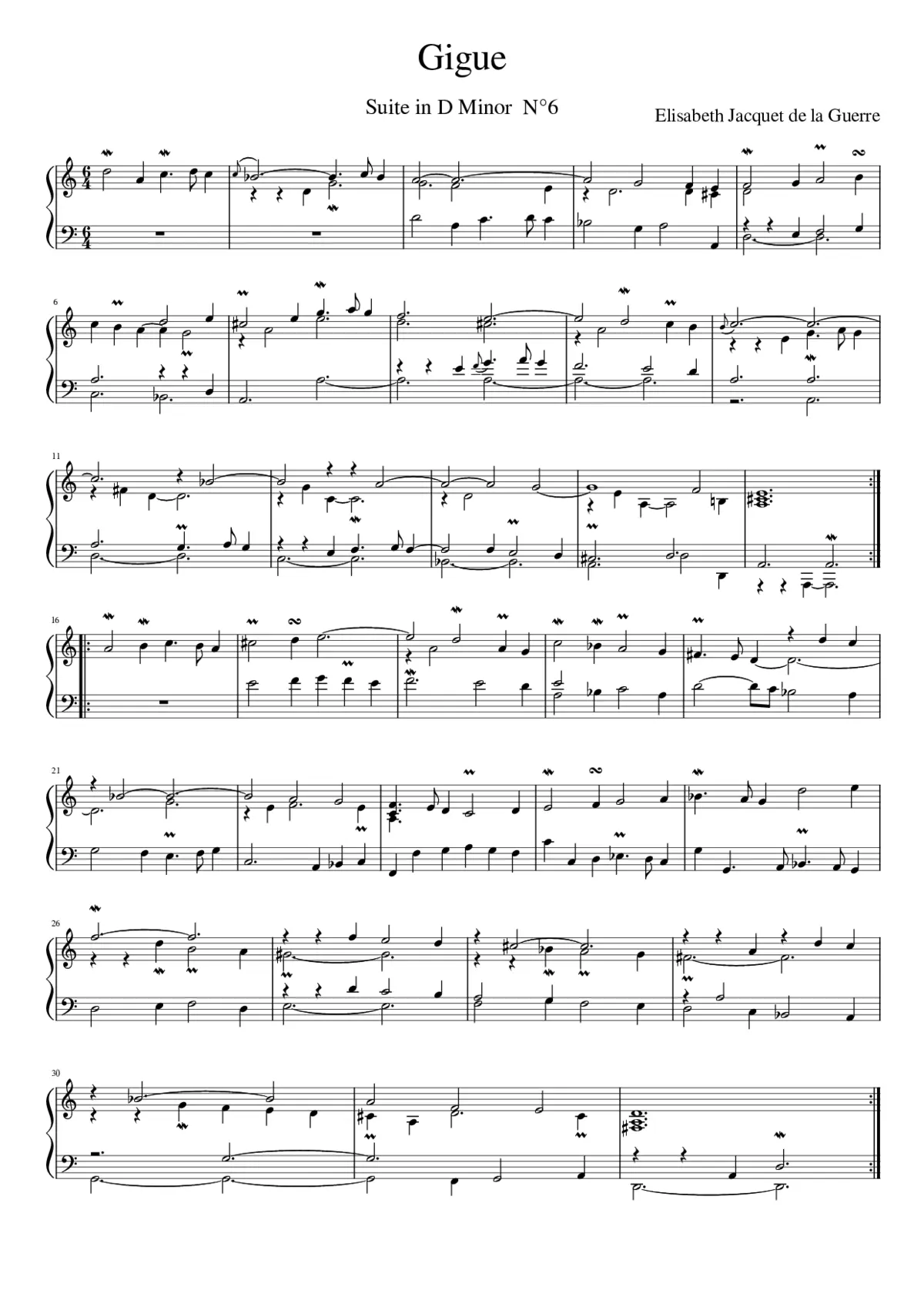Gigue Suite en ré mineur 6 - Page 1