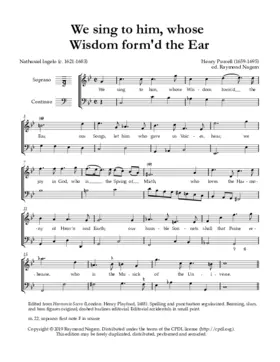 We sing to him, whose wisdom form'd the ear, Z 199