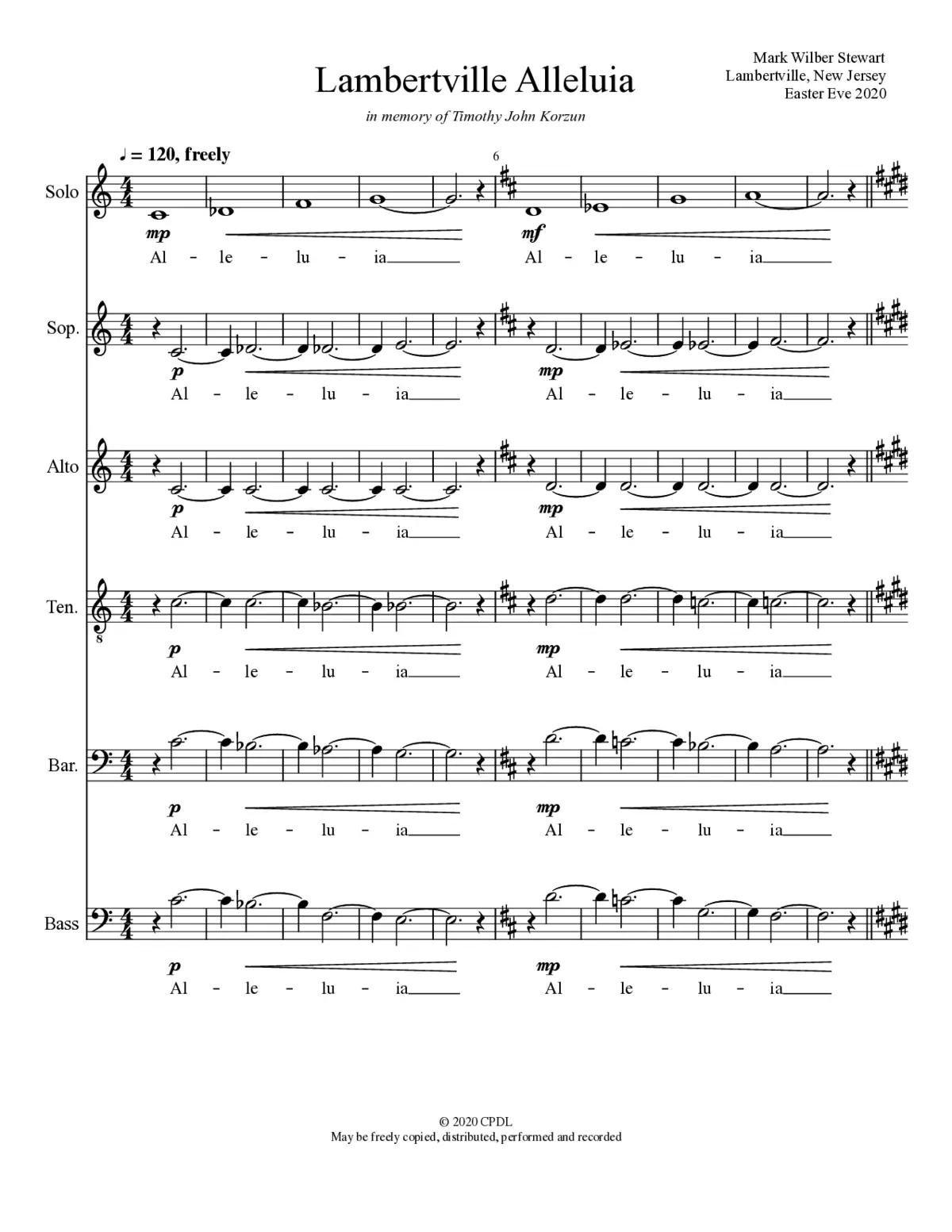 Lambertville Alleluia - Page 1