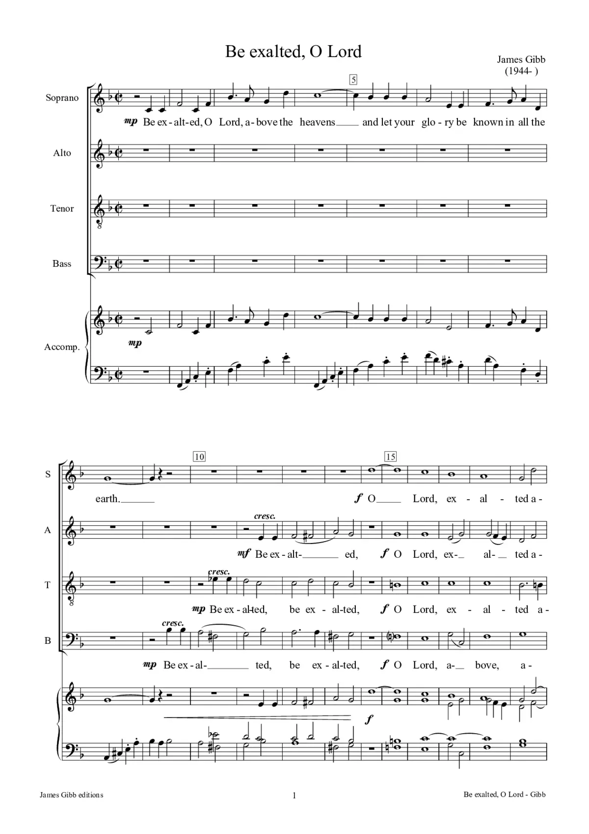 Be exalted, O Lord, above the heavens - Page 1