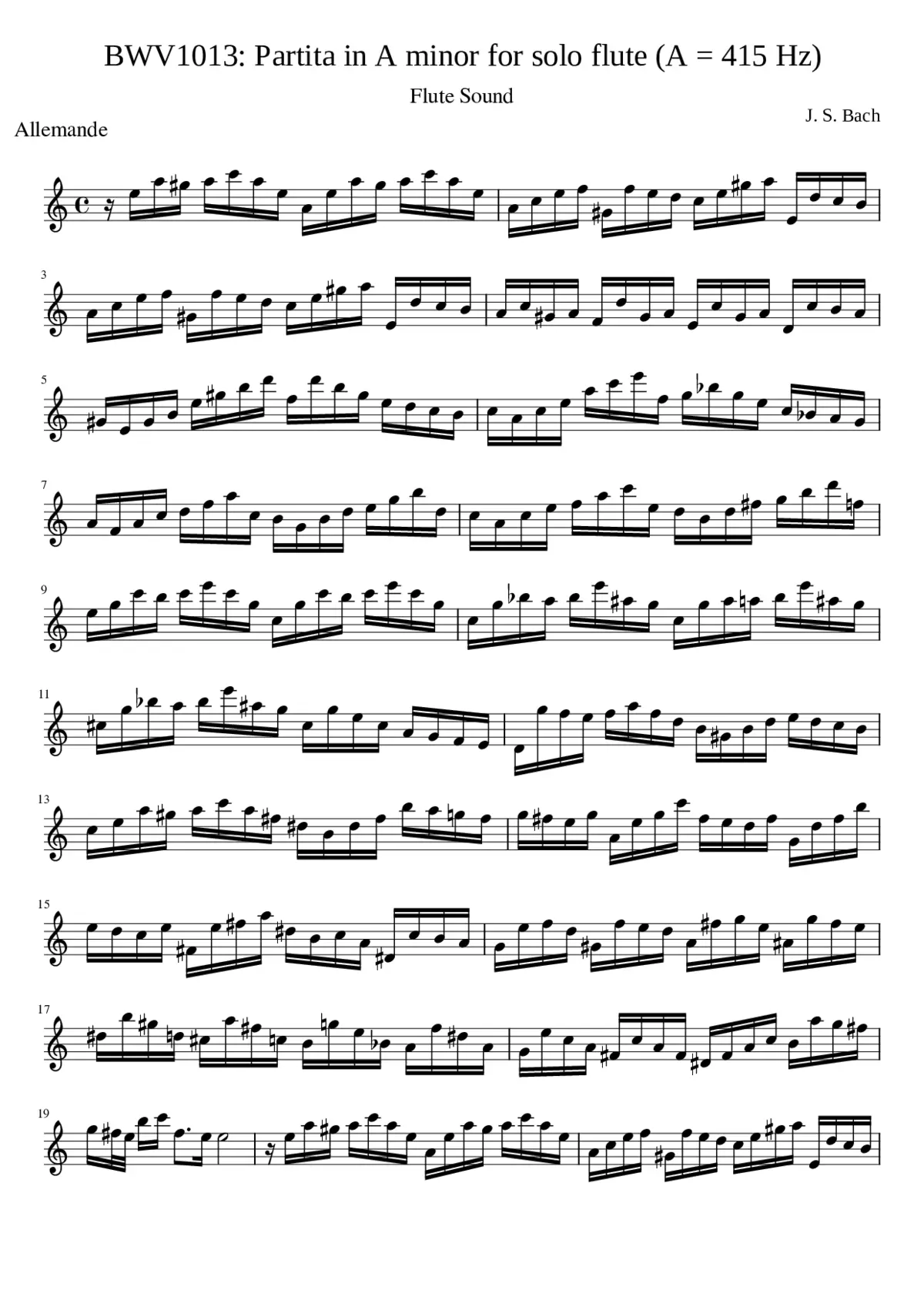 Partita in A minor BWV 1013 - Page 1