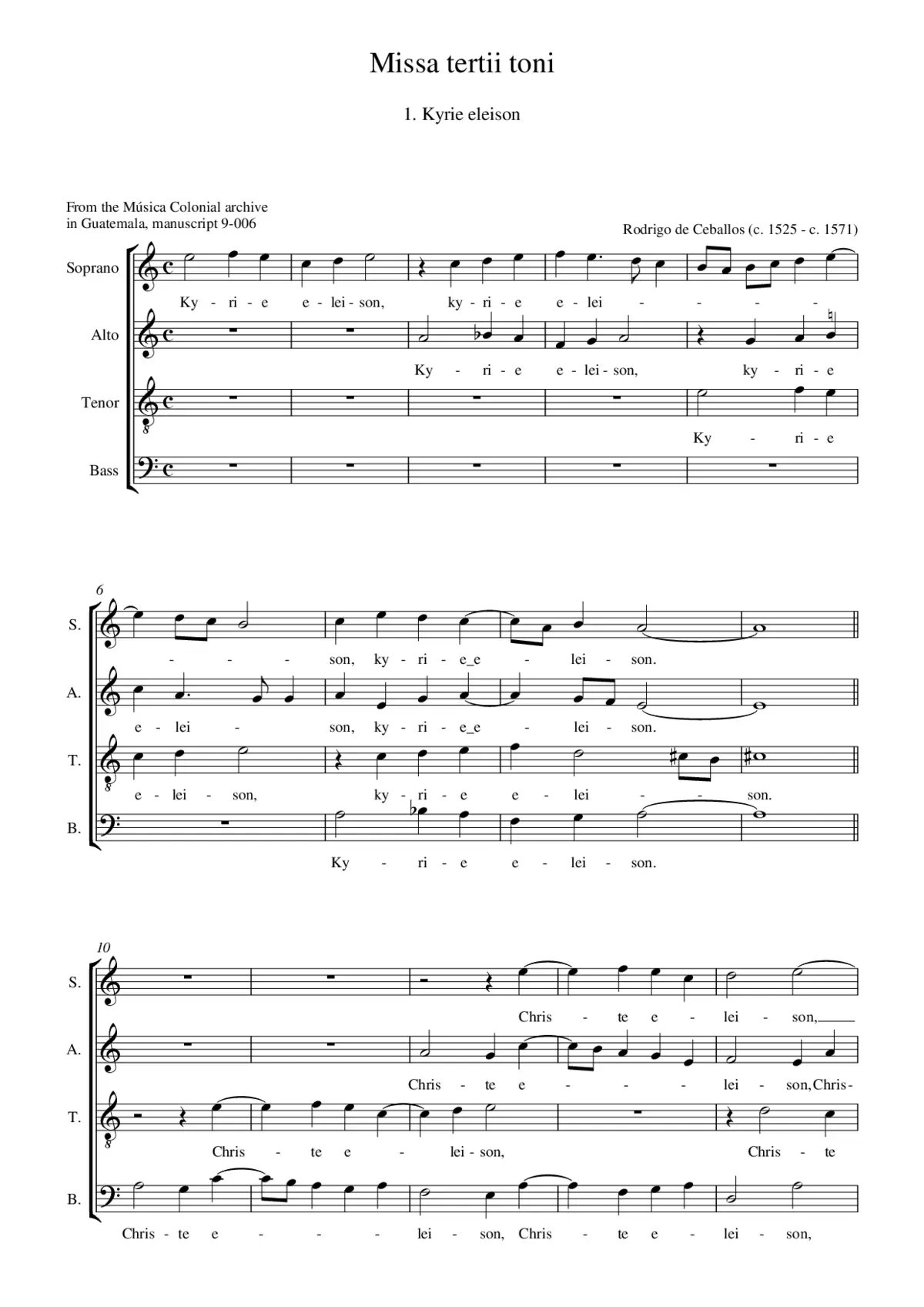 Missa tertii toni - Page 1