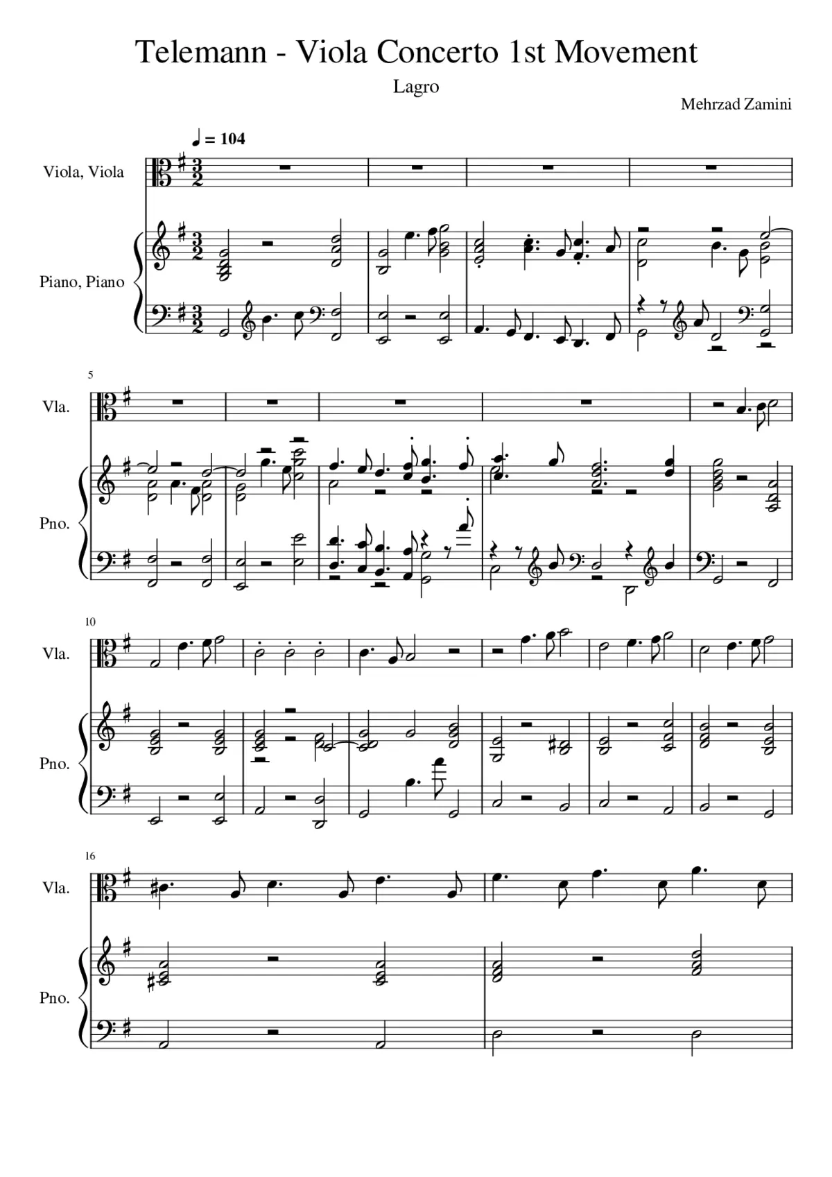 Viola Concerto TWV 51:G9 - Page 1