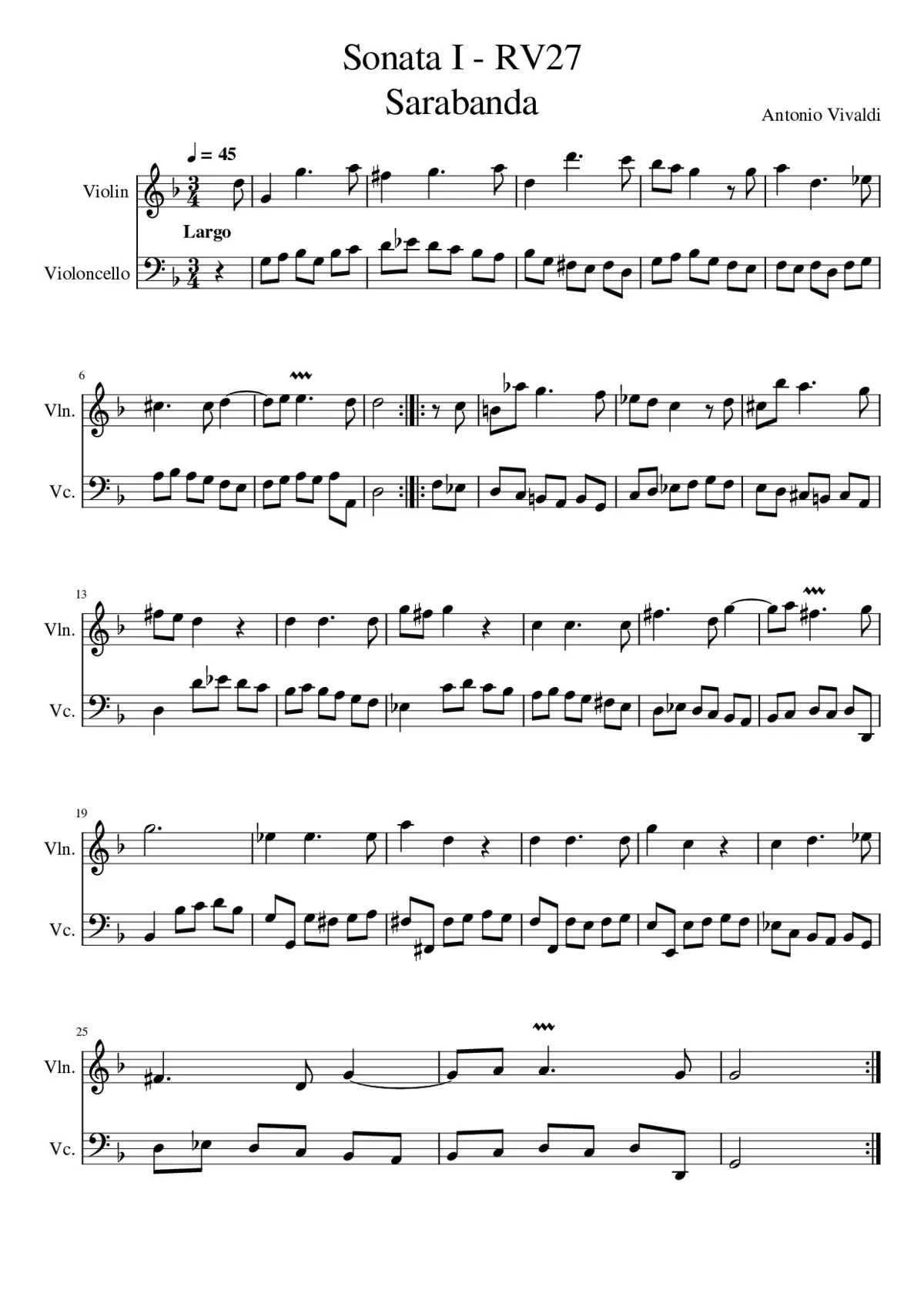 Sonata for Violin and bc op.1 n.1 RV27 - Page 1