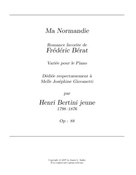 Ma Normandie, Romance favorite de Frederic Bérat variée pour le piano
