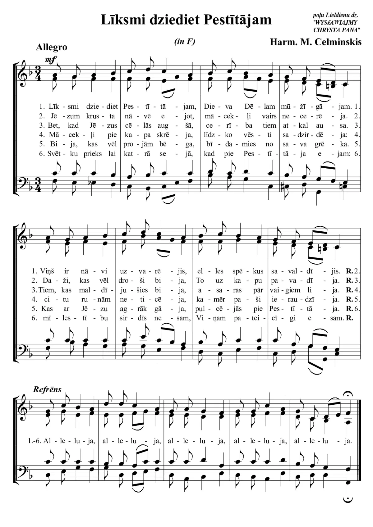 Līksmi dziediet Pestītājam (Wysławiajmy Chrysta Pana) - Page 1