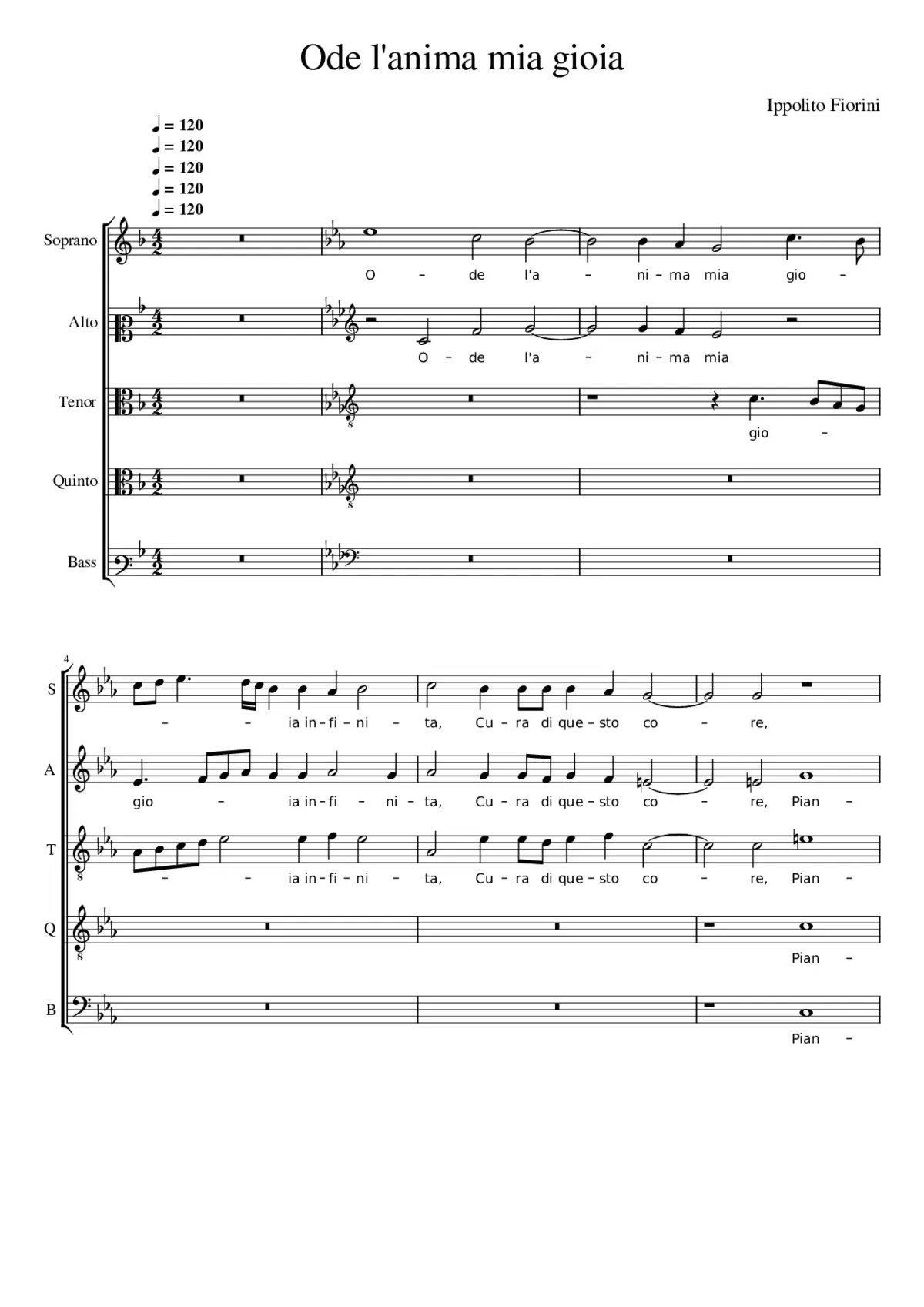 Ode l'anima mia gioia - Page 1