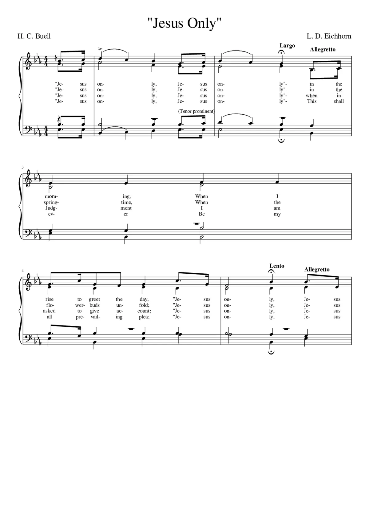 Jesus only Jesus only in the morning (Eichhorn) - Louis D. Eichhorn - Page 1