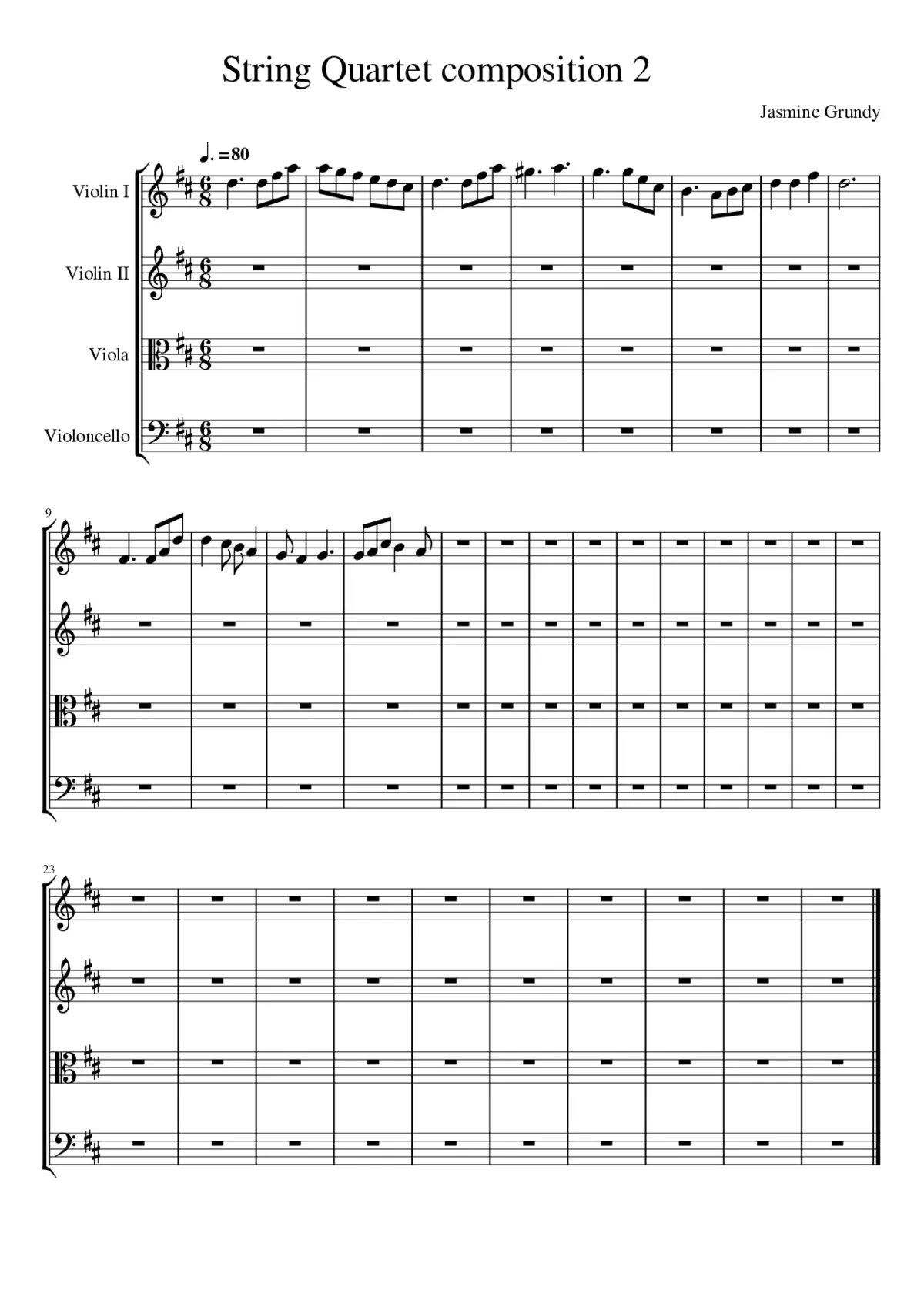 String Quartet composition 2 - Page 1