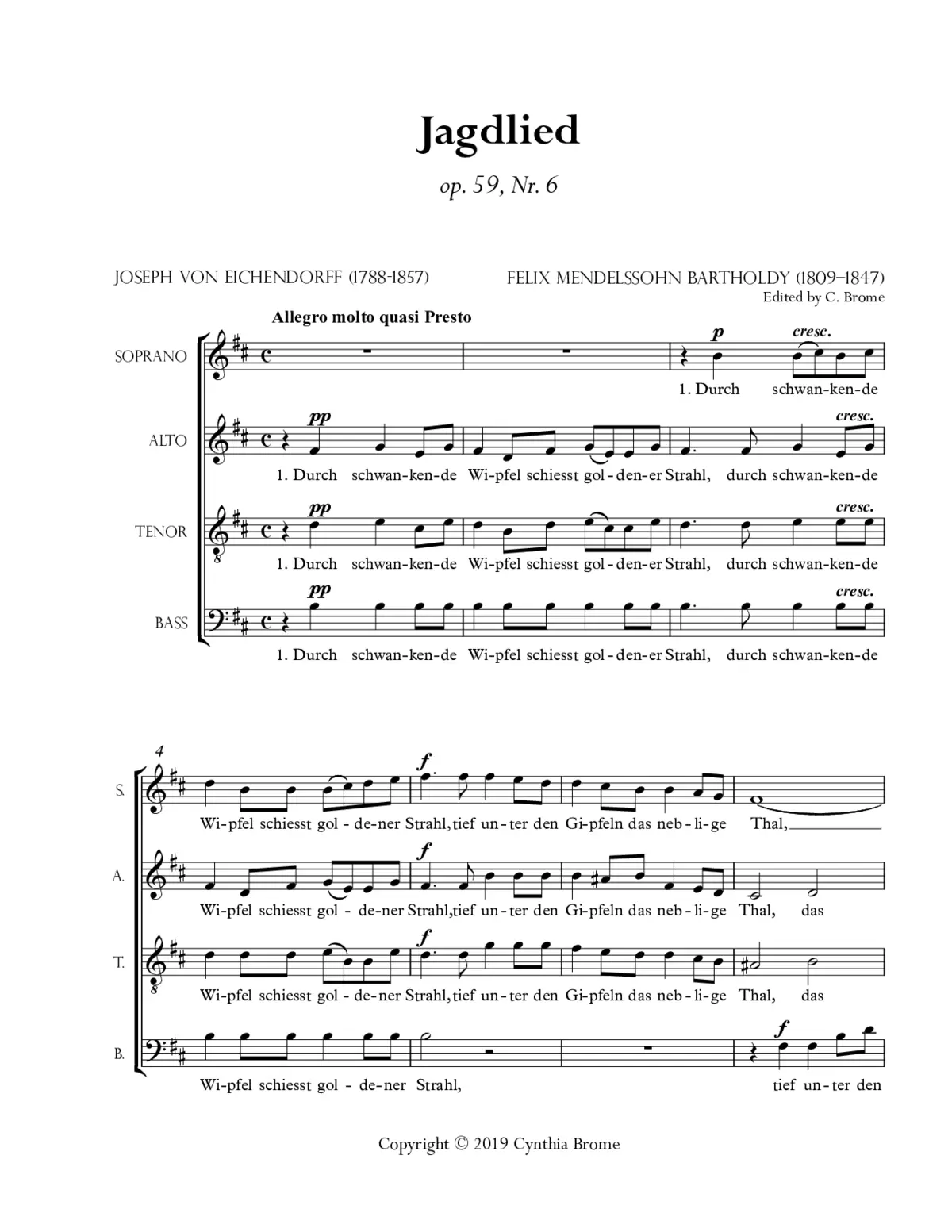 Jagdlied, Op. 59, No. 6 - Page 1