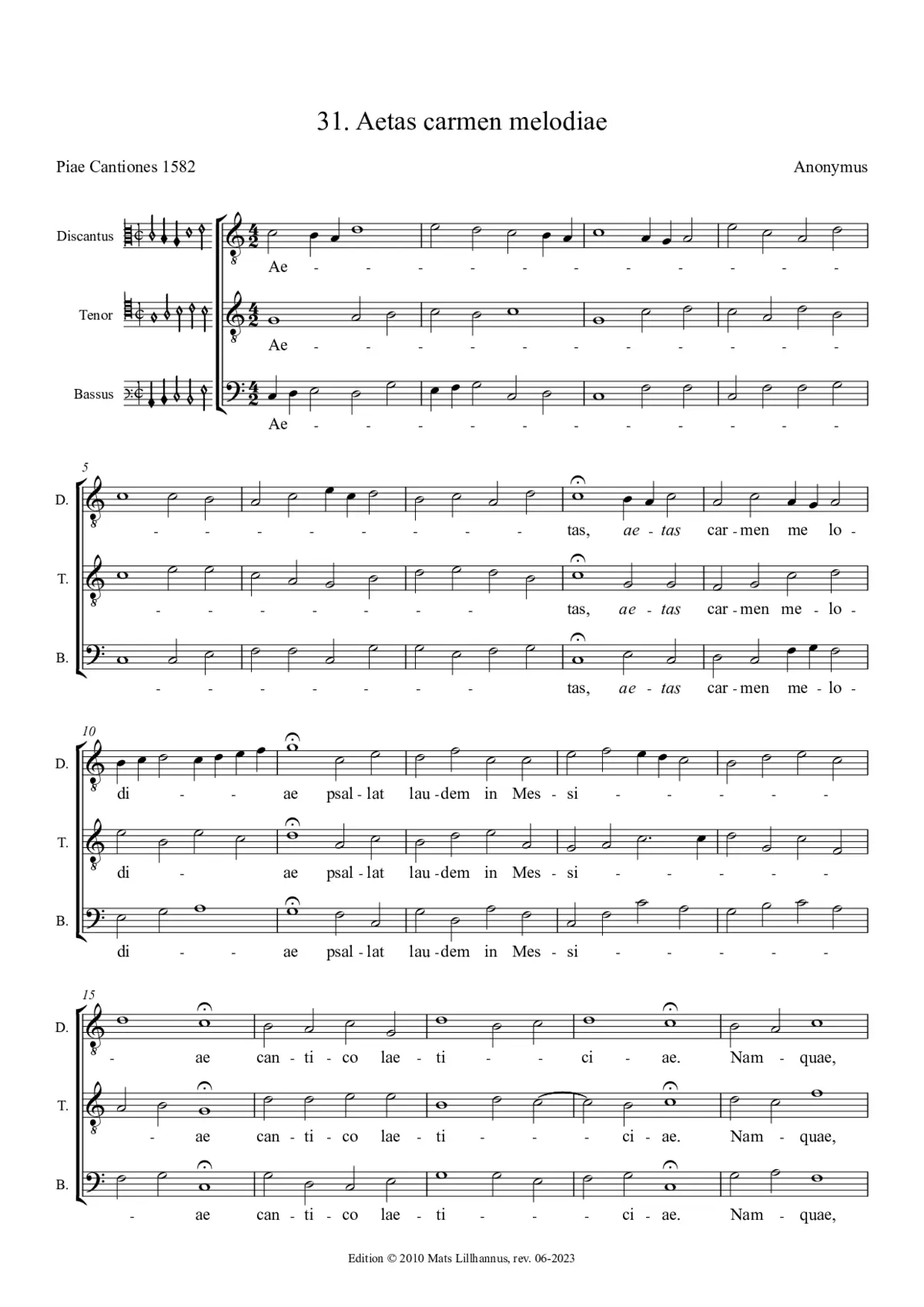 Aetas Carmen Melodiae - Page 1