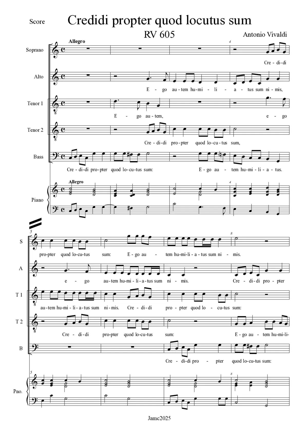 Credidi propter quod locutus sum, RV 605 - Page 1