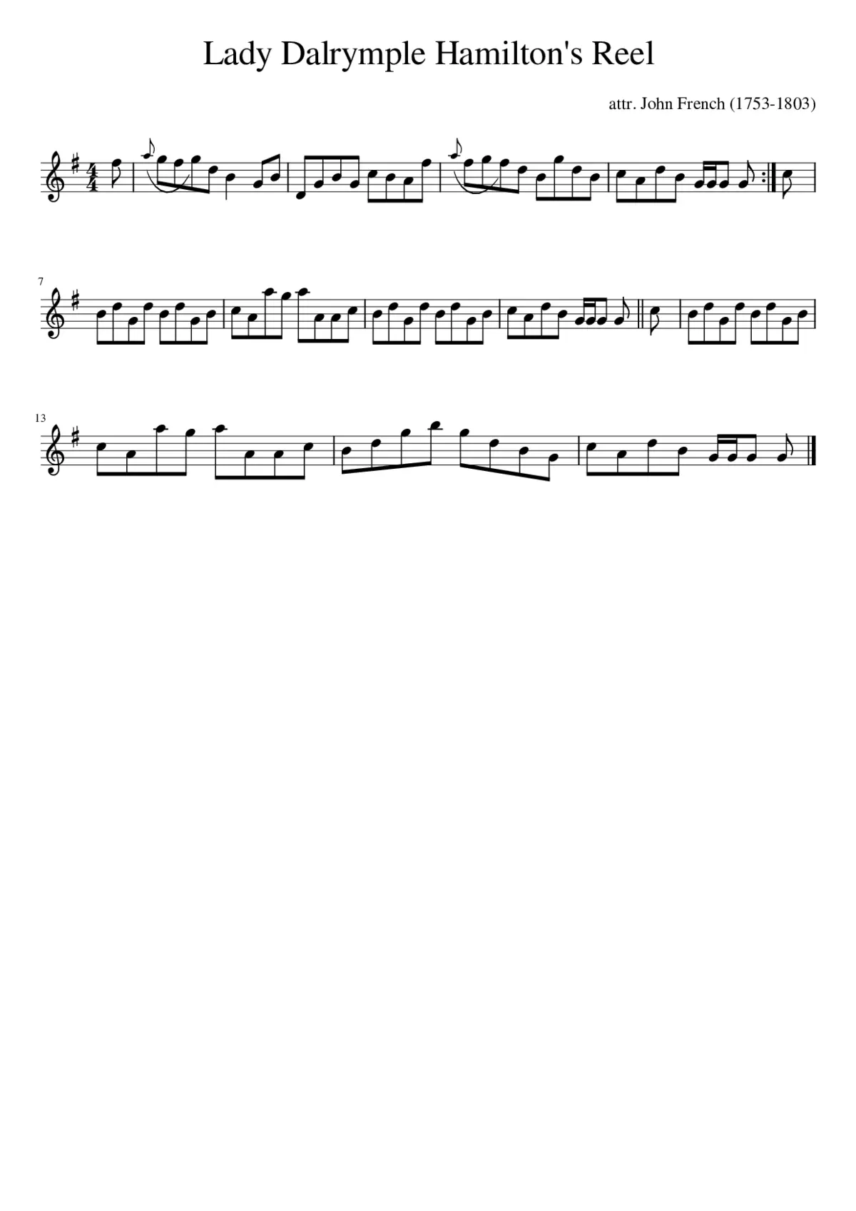 Lady Dalrymple Hamilton's Reel - Page 1