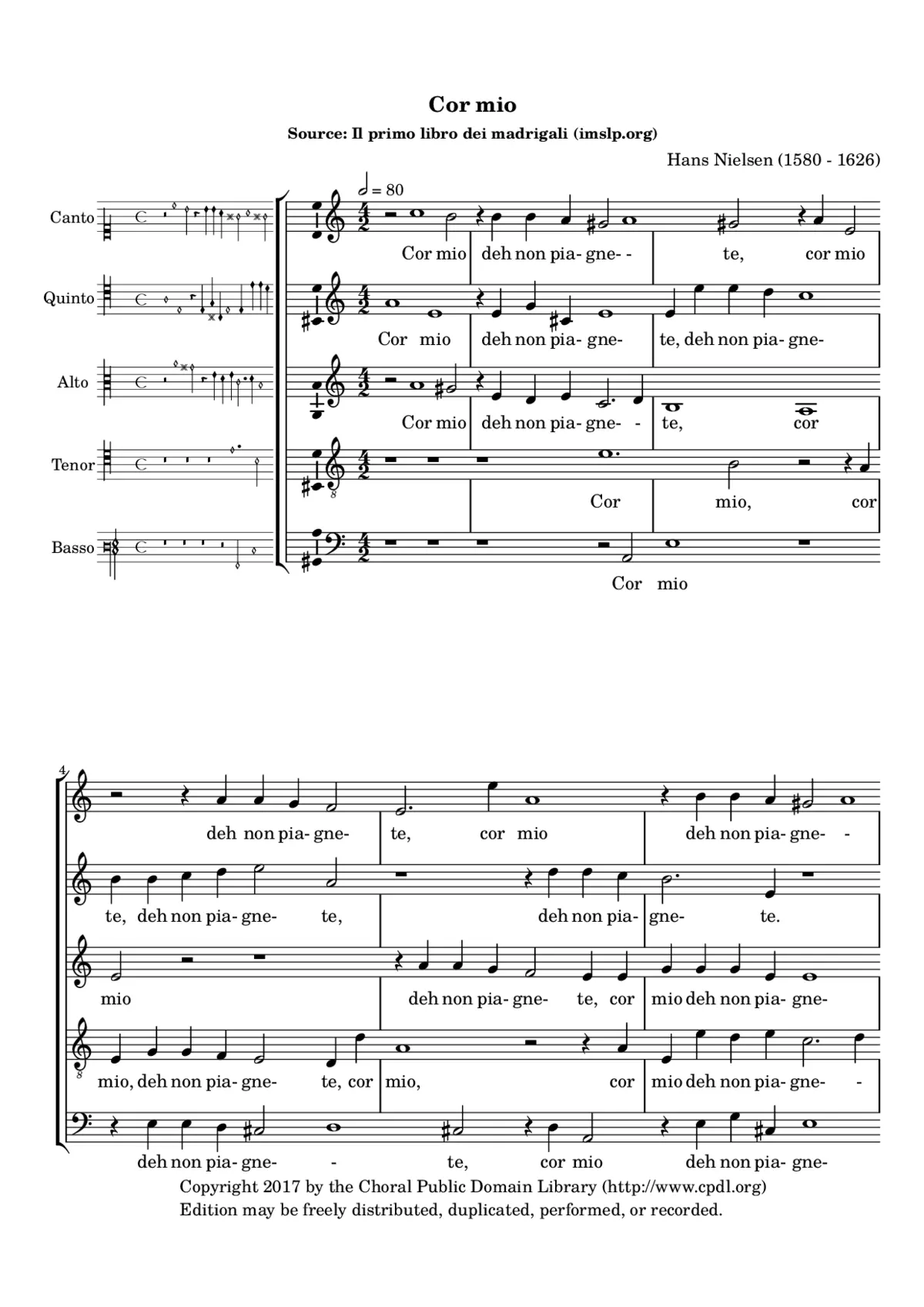 Cor mio deh non piagnete - Page 1