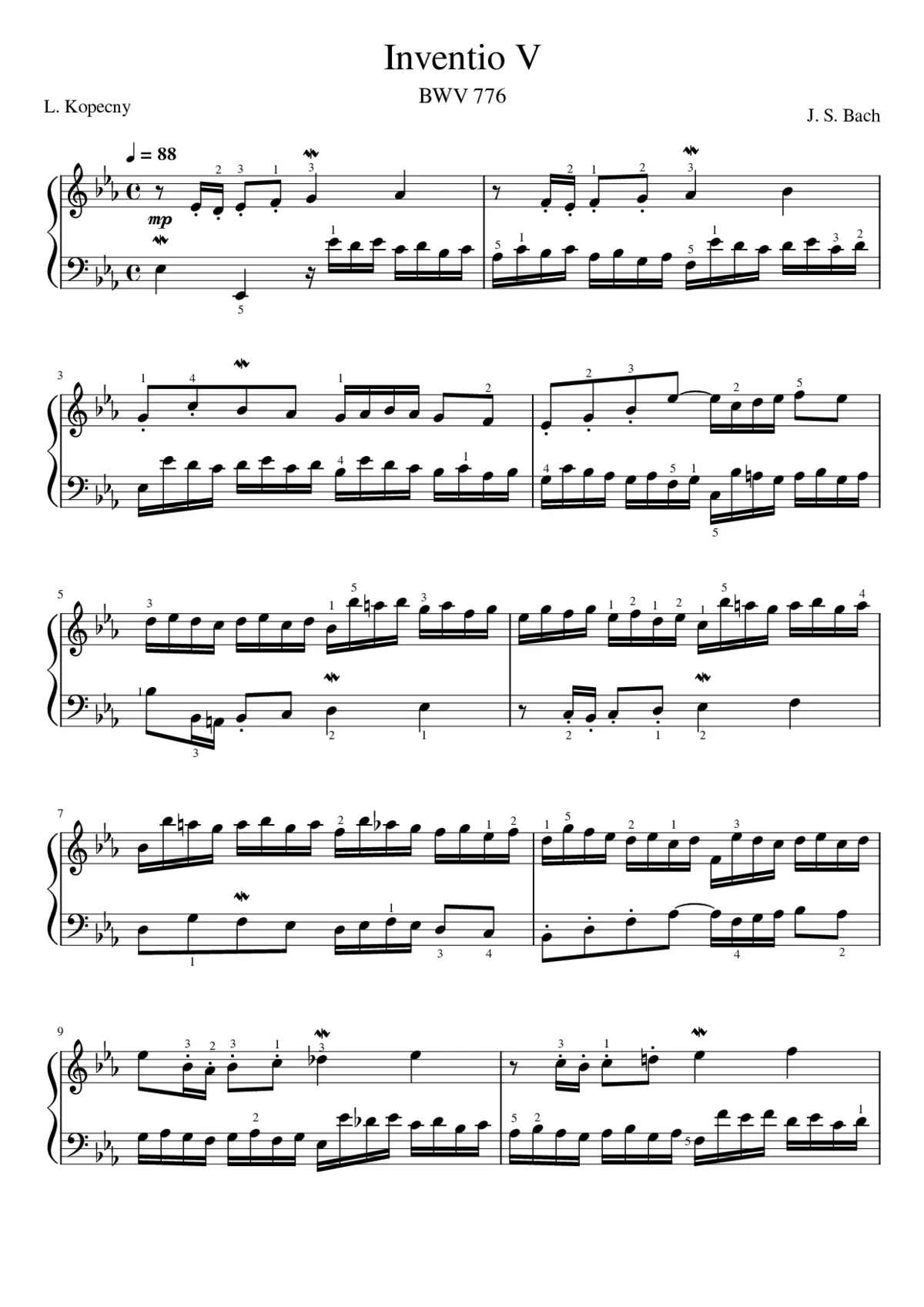 Invention in E-flat major BWV 776 - Page 1