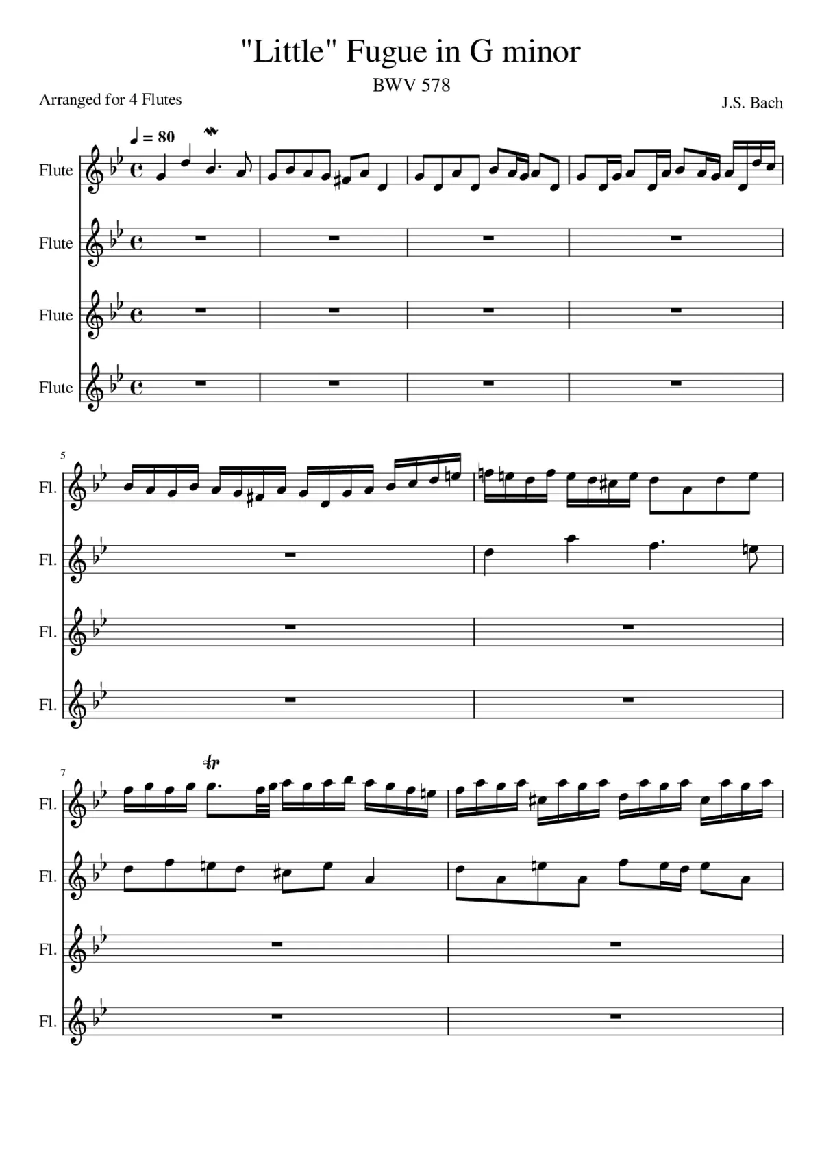 Fugue in G minor BWV 578 - Page 1