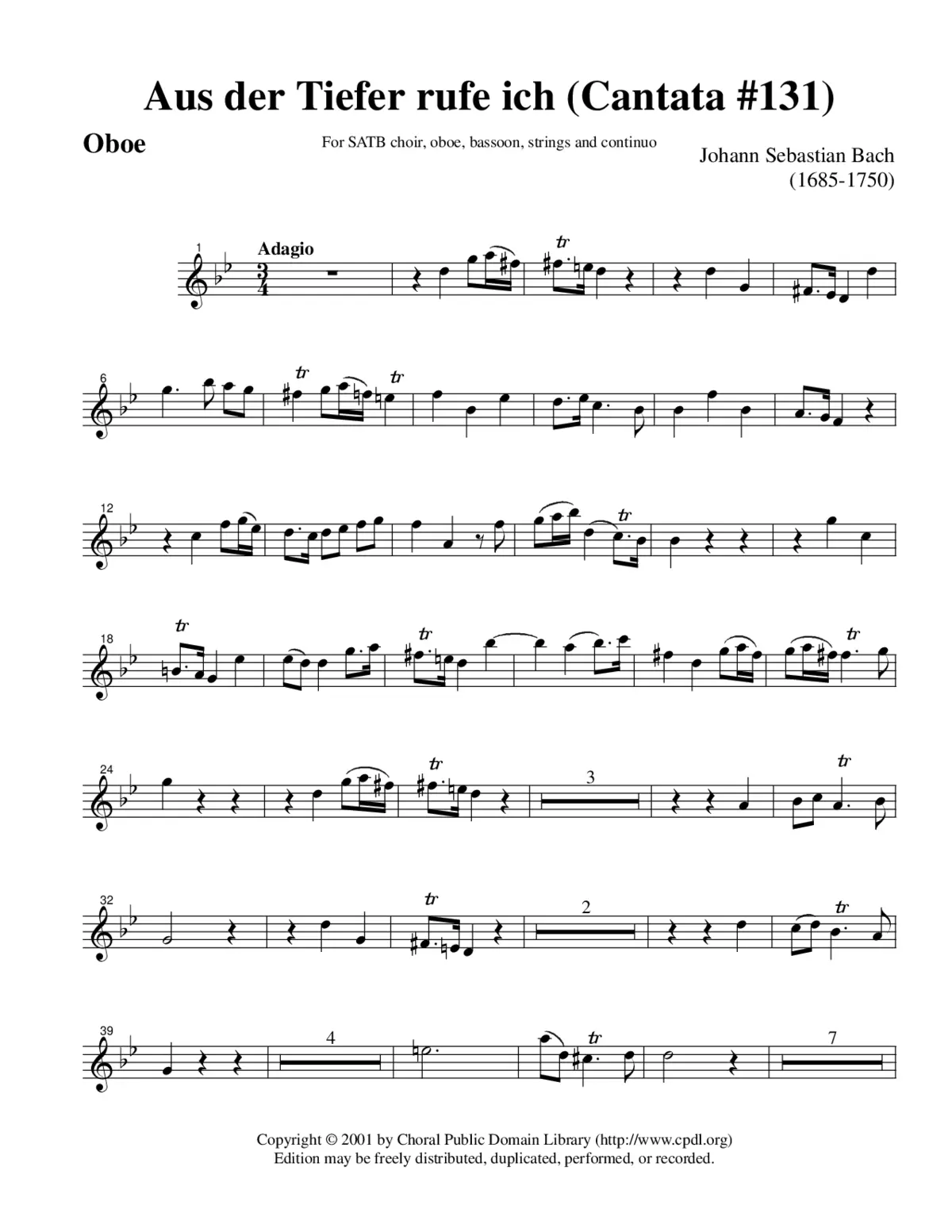 Aus der Tiefe ruf ich Herr zu dir, BWV 131 - Page 1