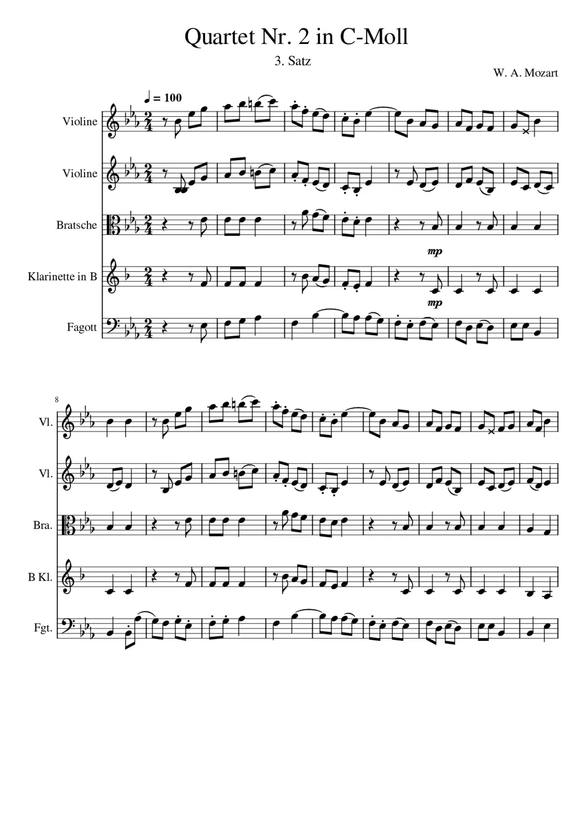 Quartet No 2 in C-Moll 3. Satz - Page 1