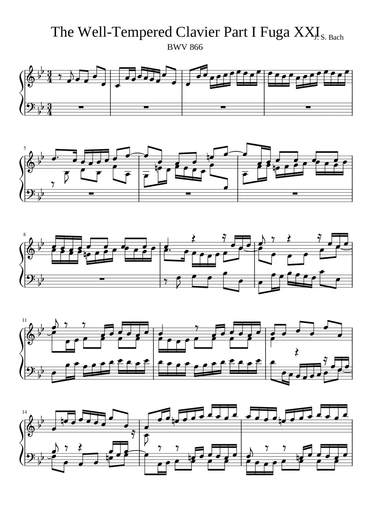 Prelude and Fugue in B-flat major BWV 866 - Page 1