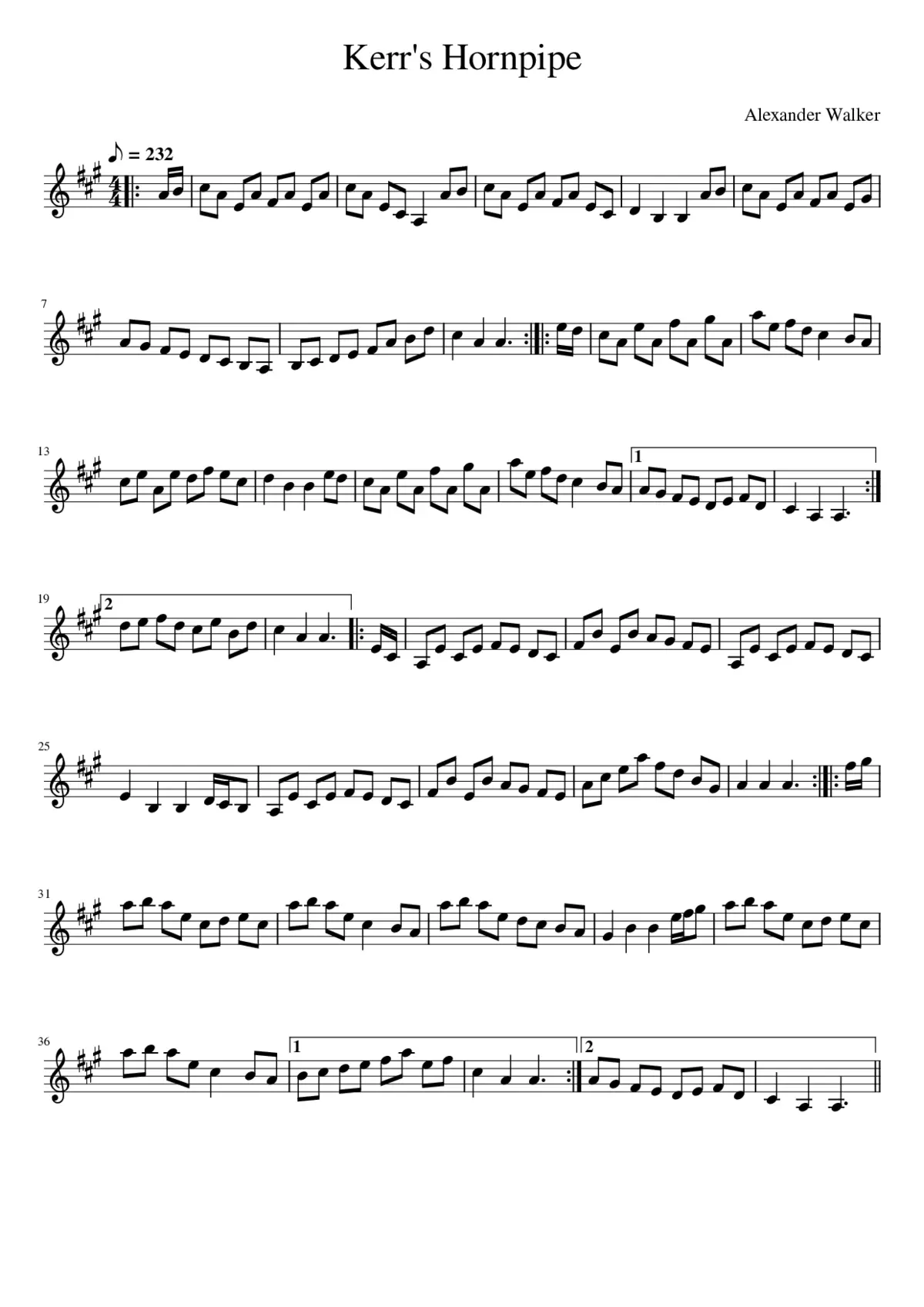 Kerr's Hornpipe - Page 1