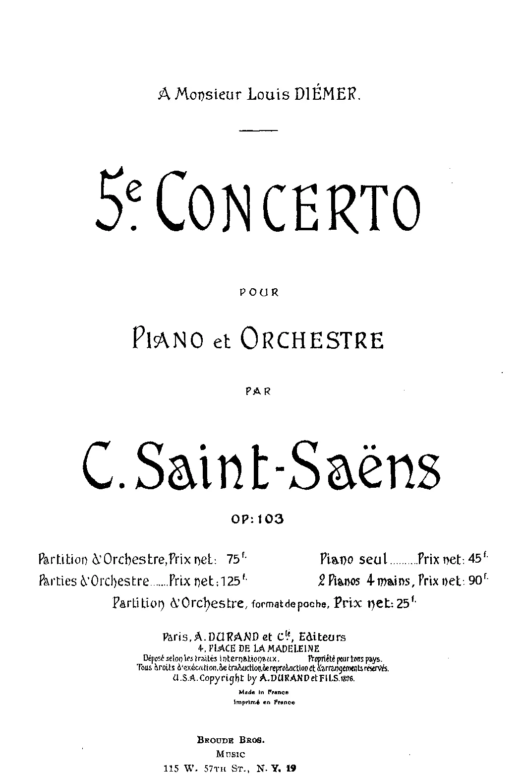 Cinquième Concerto pour Piano et Orchestre - Page 1