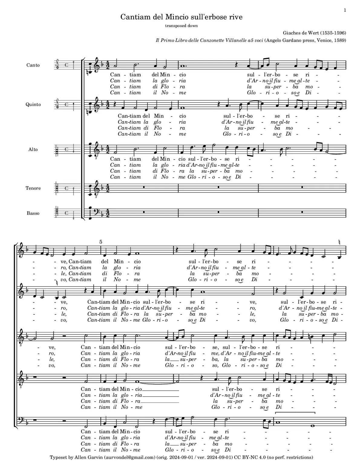 Cantiam del Mincio - Page 1