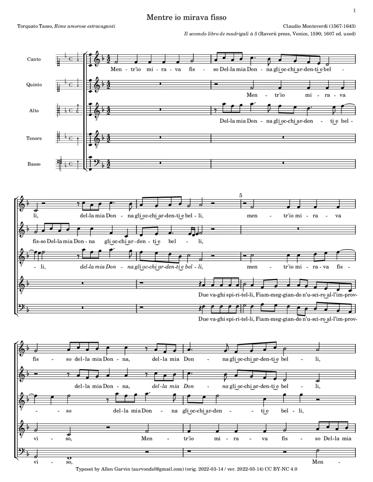 Mentre io mirava fisso - Page 1