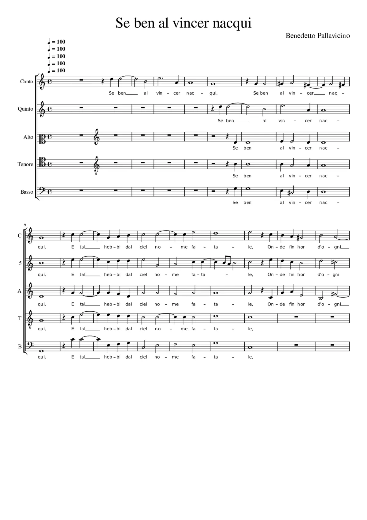 Se ben al vincer nacqui - Page 1