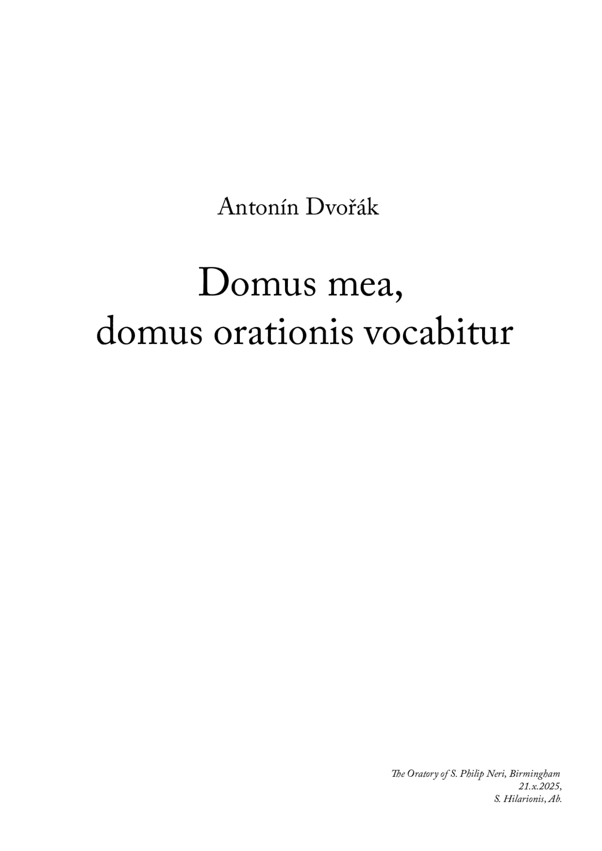 Domus mea, domus orationis vocabitur - Page 1
