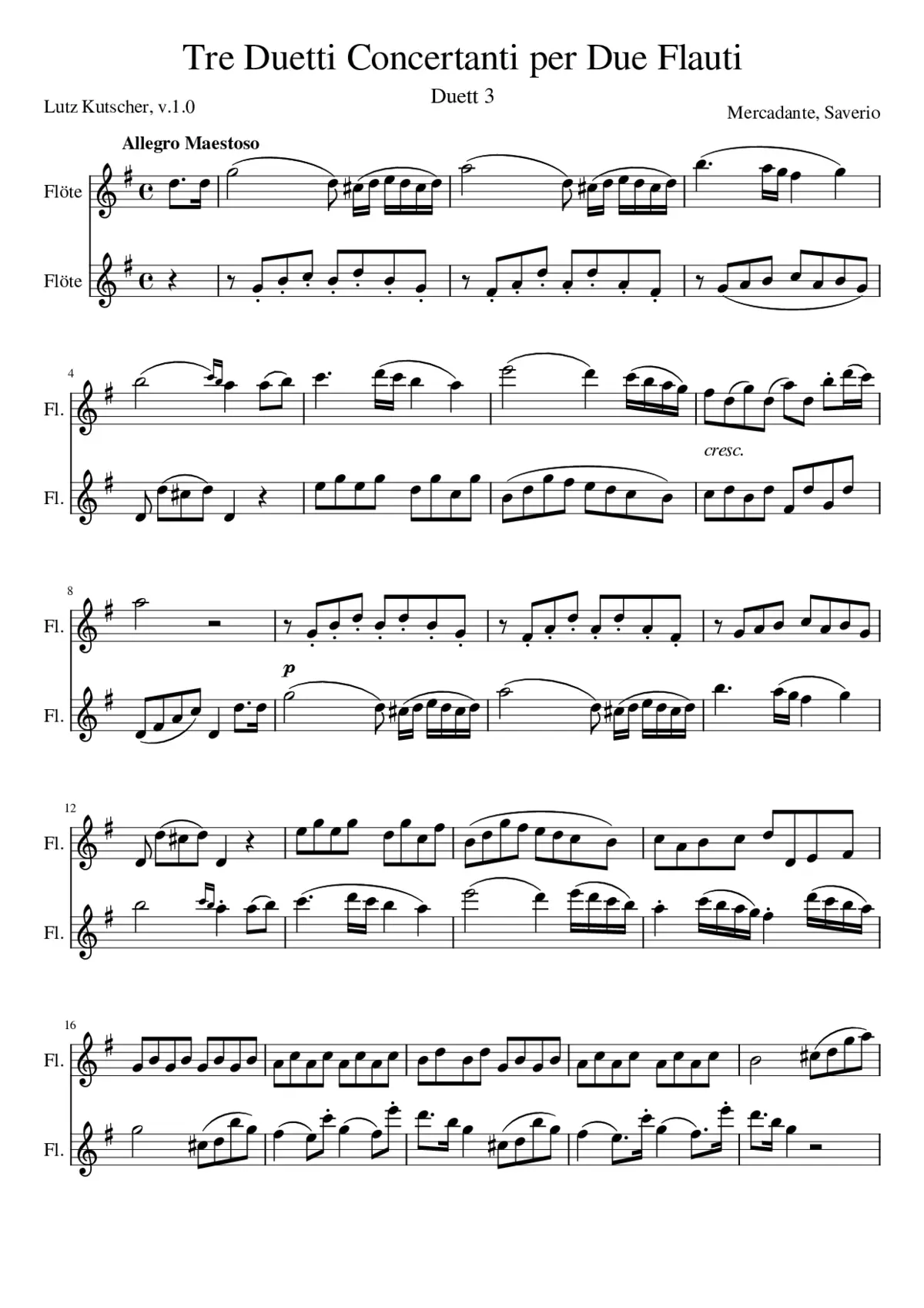 Mercadante - Tre Duetti Concertanti per Due Flauti III - Page 1
