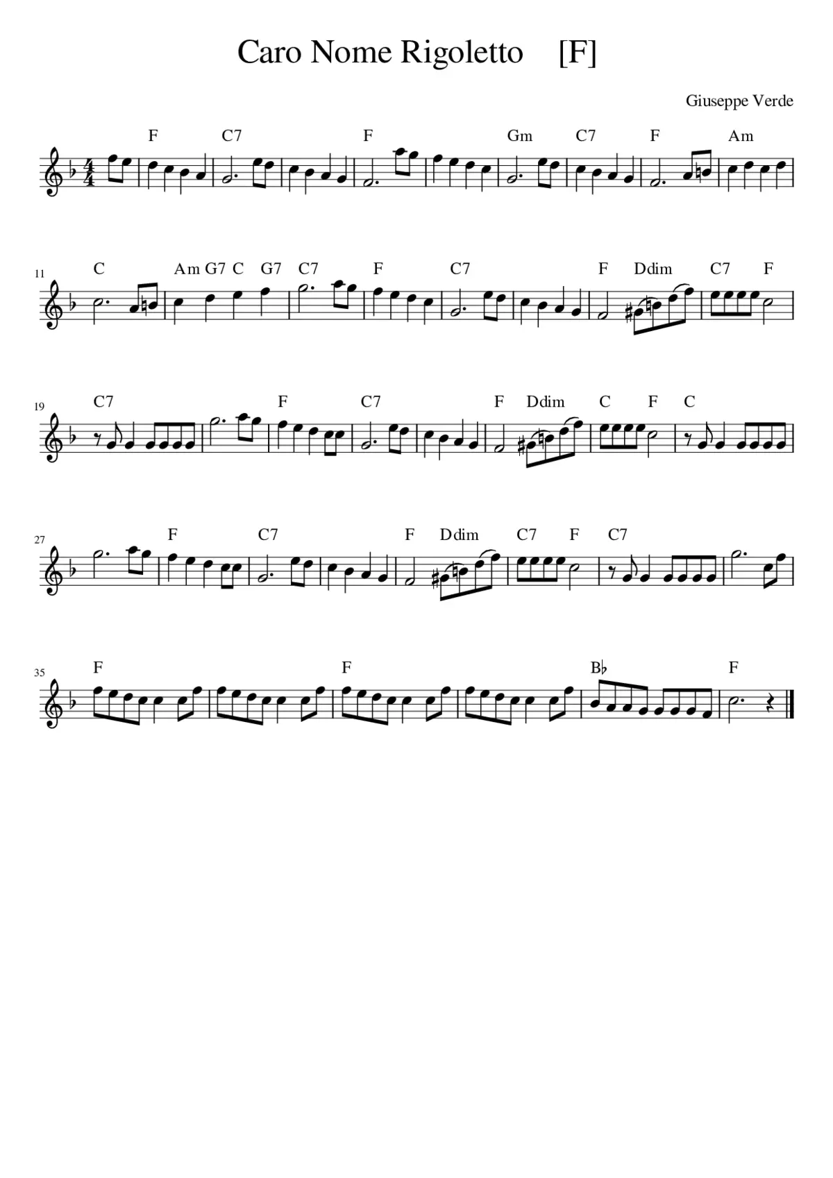 Caro Nome Rigoletto - Page 1