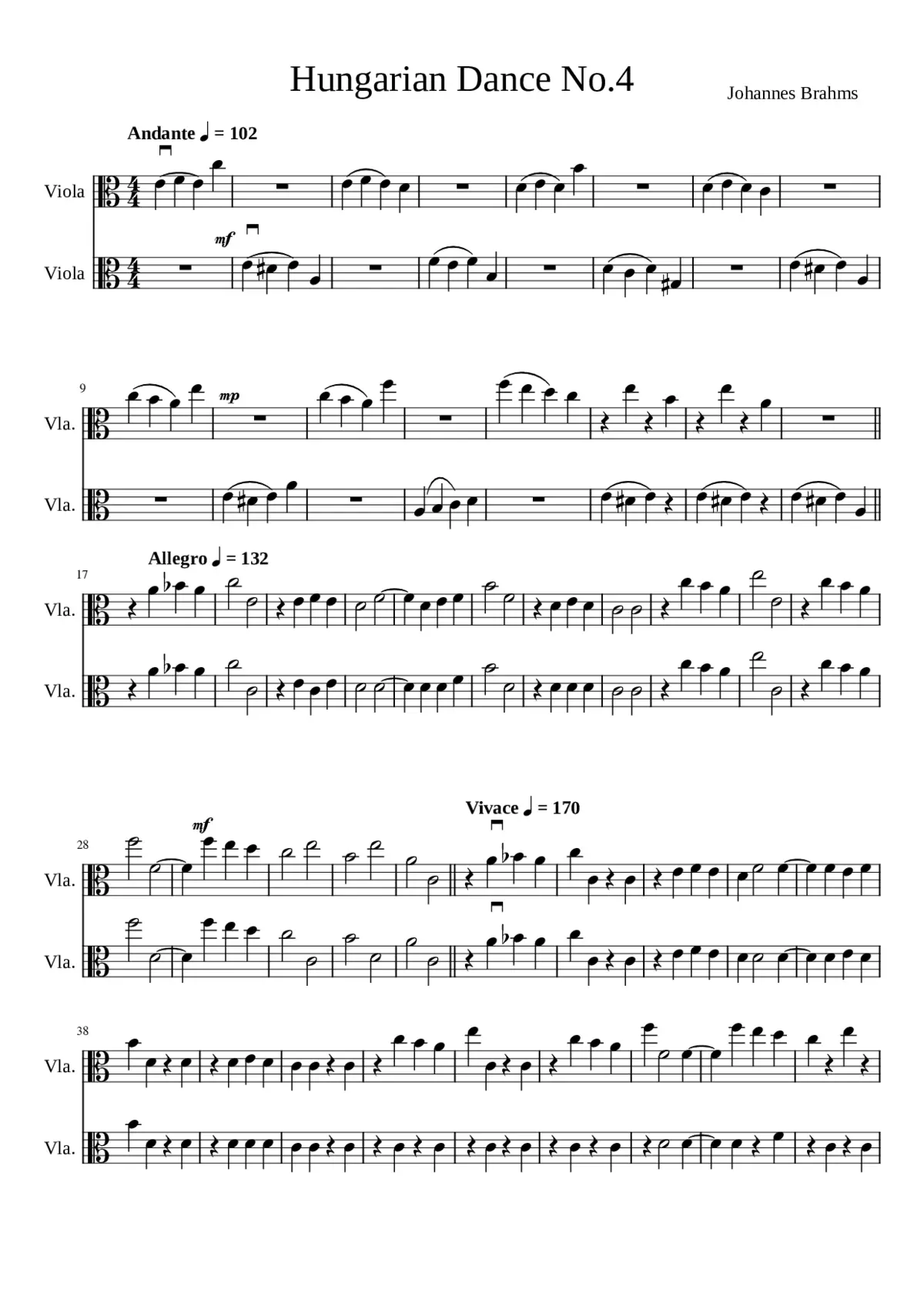 21 Hungarian Dances (Orchestra) WoO 1 - Page 1