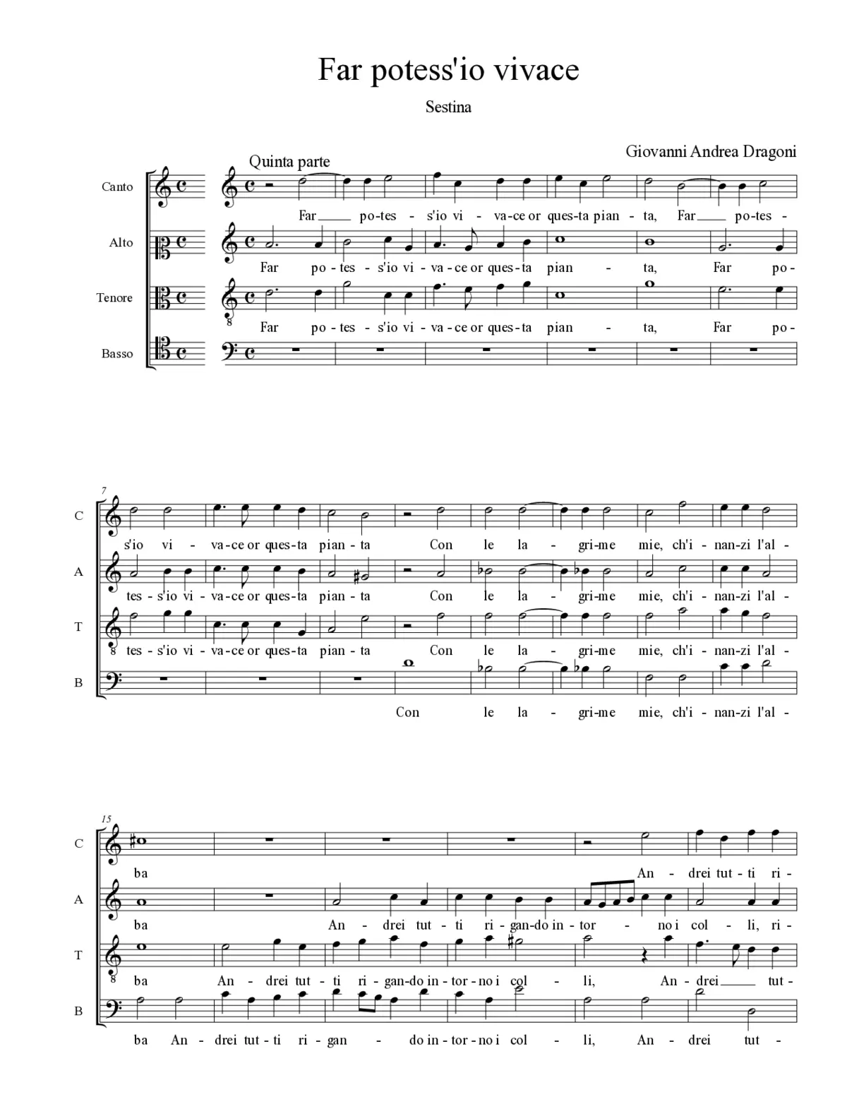 Far potess'io vivace - Page 1